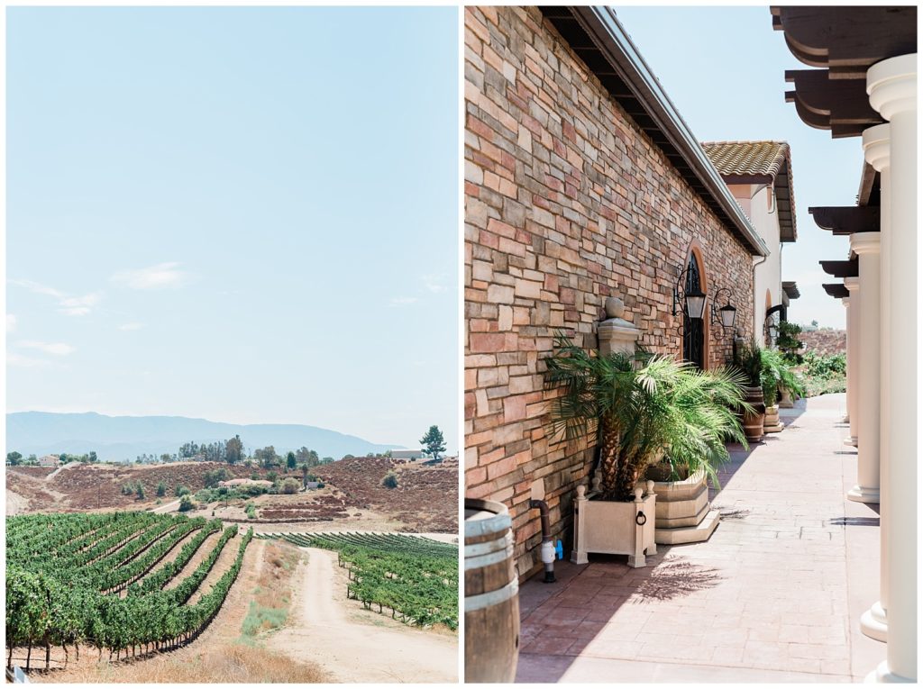 Landscape and architectural details of Avensole Winery in Temecula, California.