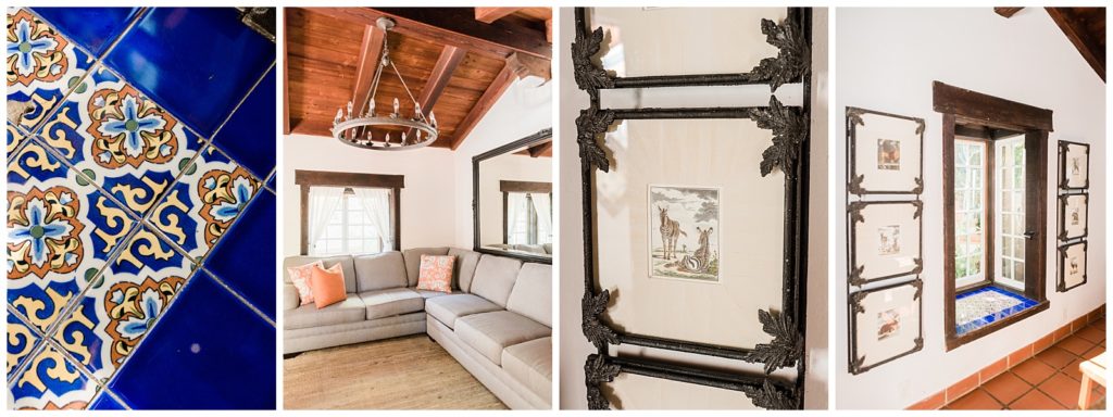 Details of the interior of the bridal suite at Rancho Las Lomas in Orange County, California.