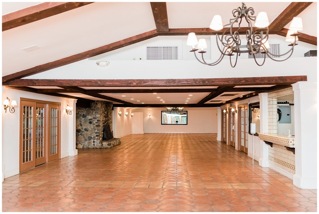 Interior view of the Grand Salon wedding reception space at Rancho Las Lomas Orange County wedding venue.