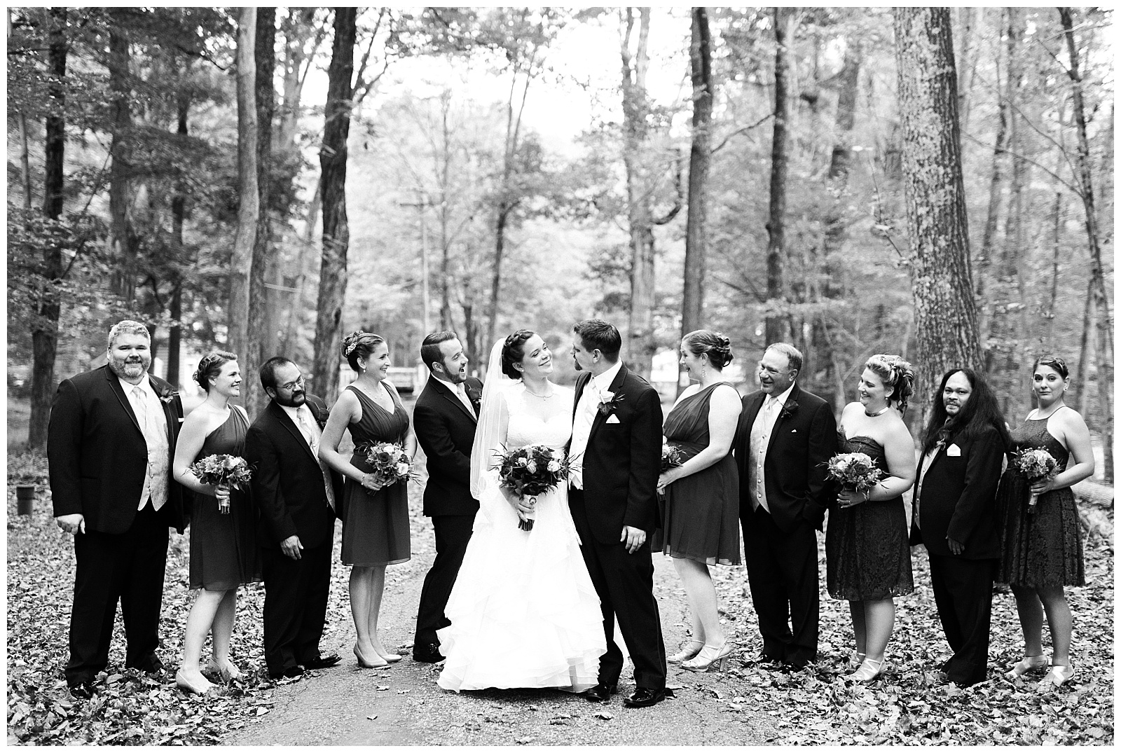 Autumn,David's Country Inn,Fall Wedding,Forest,Hackettstown,NJ Wedding Photographer,Wedding Party,Woods,