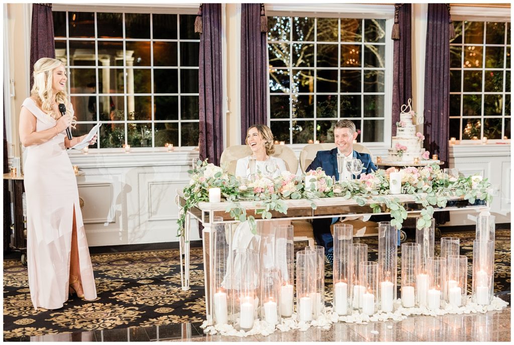Estate at Florentine Gardens Wedding, River Vale, New Jersey, Wedding Photographer, Reception, Celebration, Toasts, Speeches, Maid of Honor