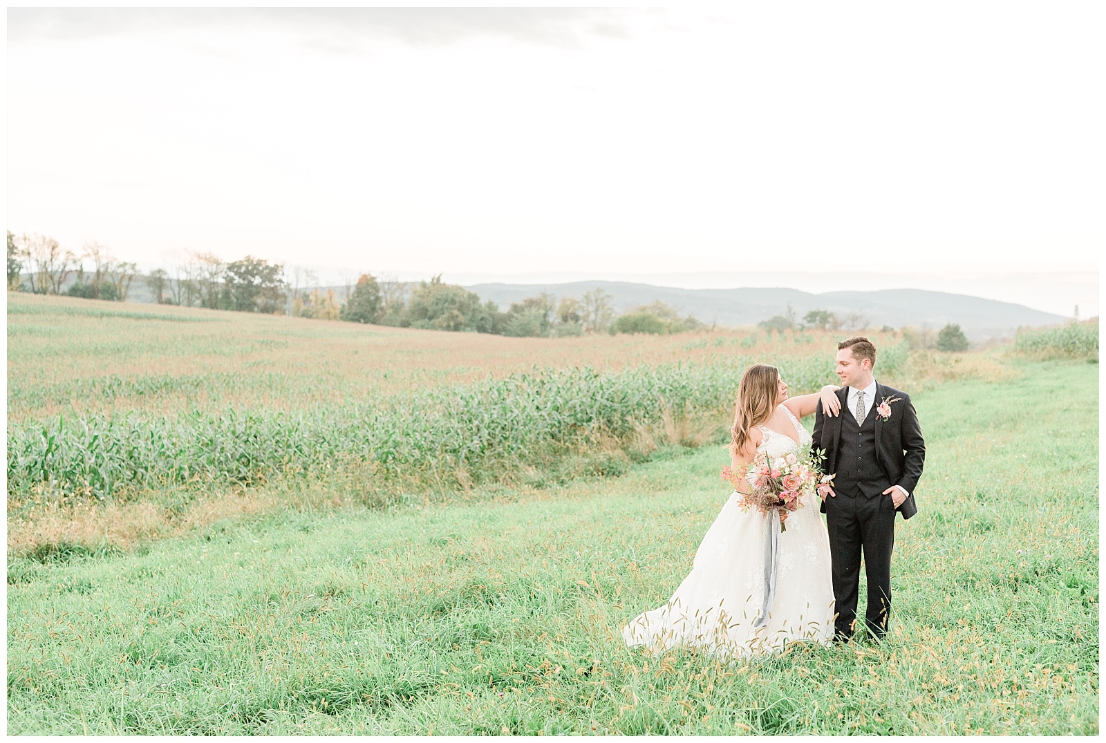 Bride & Groom Portrait,Farm Wedding,Field,Husband & Wife,NY,NY Wedding Photographer,Outdoor,Pioneer Farm,Sunset,Sunset portraits,Tall Grass,Unique Wedding Venues,Warwick,