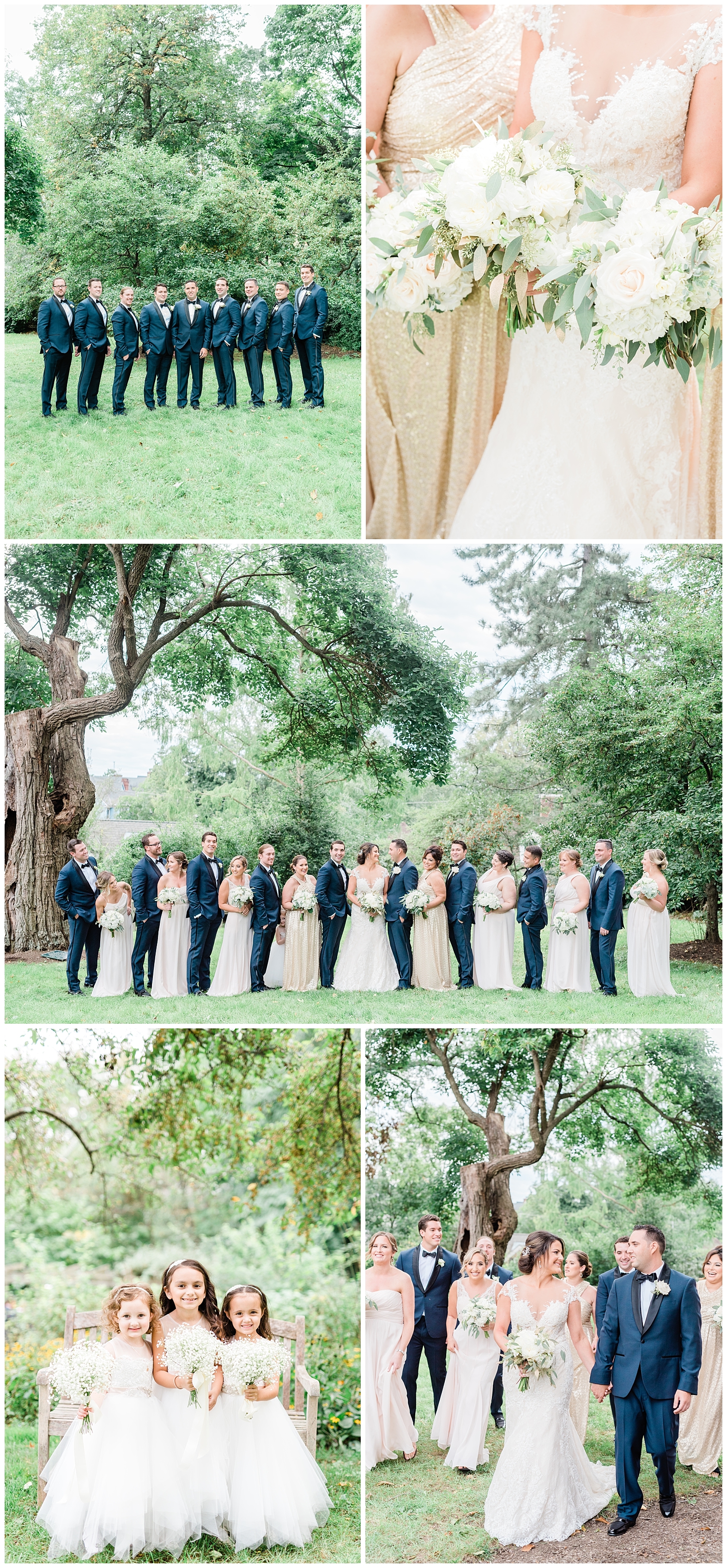 Bridal Party, Bridesmaids, Garden, Groomsmen, Morristown, New Jersey, NJ, Olde Mill Inn, Photo, Photographer, Wedding, Bouquet, Flower Girls