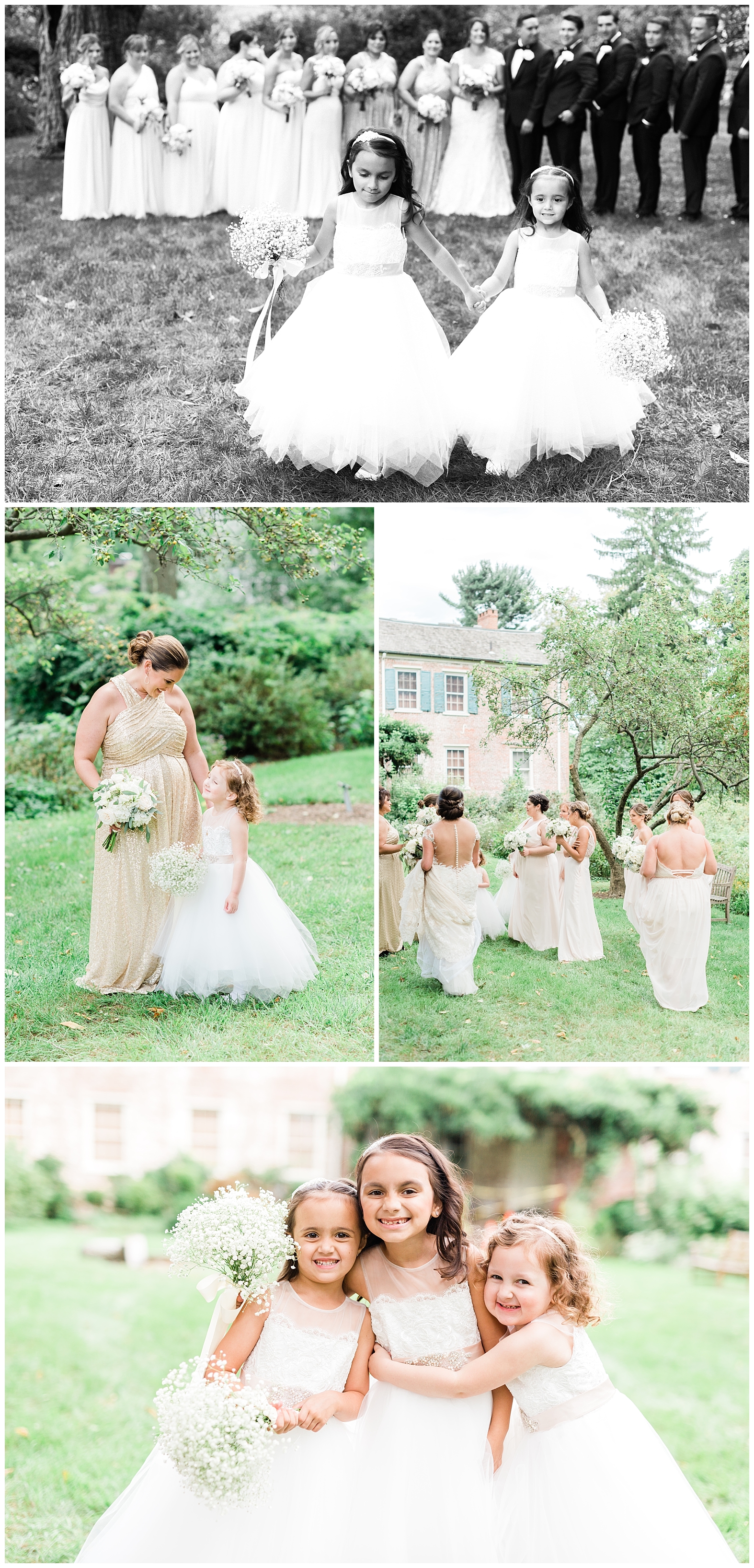 Bridal Party, Bridesmaids, Garden, Groomsmen, Morristown, New Jersey, NJ, Olde Mill Inn, Photo, Photographer, Wedding, Flower Girls