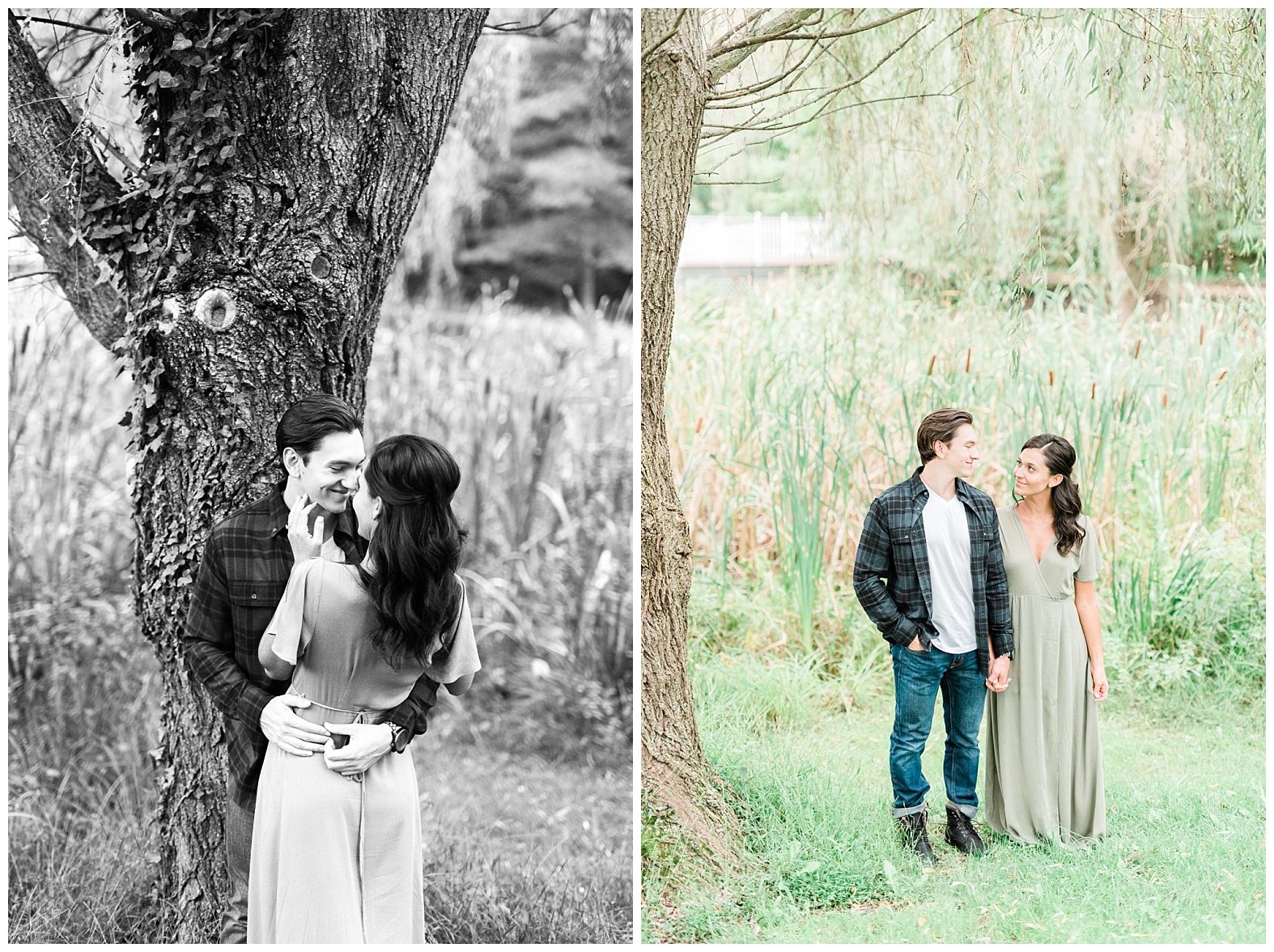 Engagement Session, Garden, NJ Wedding Photographer, Outdoor, Sayen Gardens, Tall Grass, Willow Tree