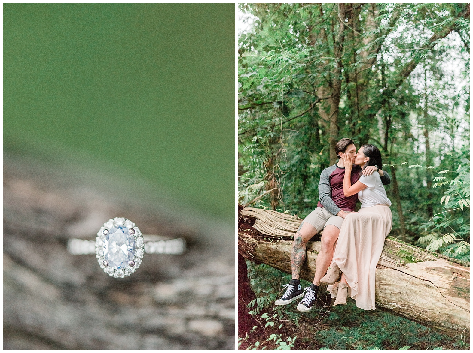 Adventure, Engagement Session, Garden, NJ Wedding Photographer, Outdoor, Sayen Gardens, Woods, RIng, Engagement Ring