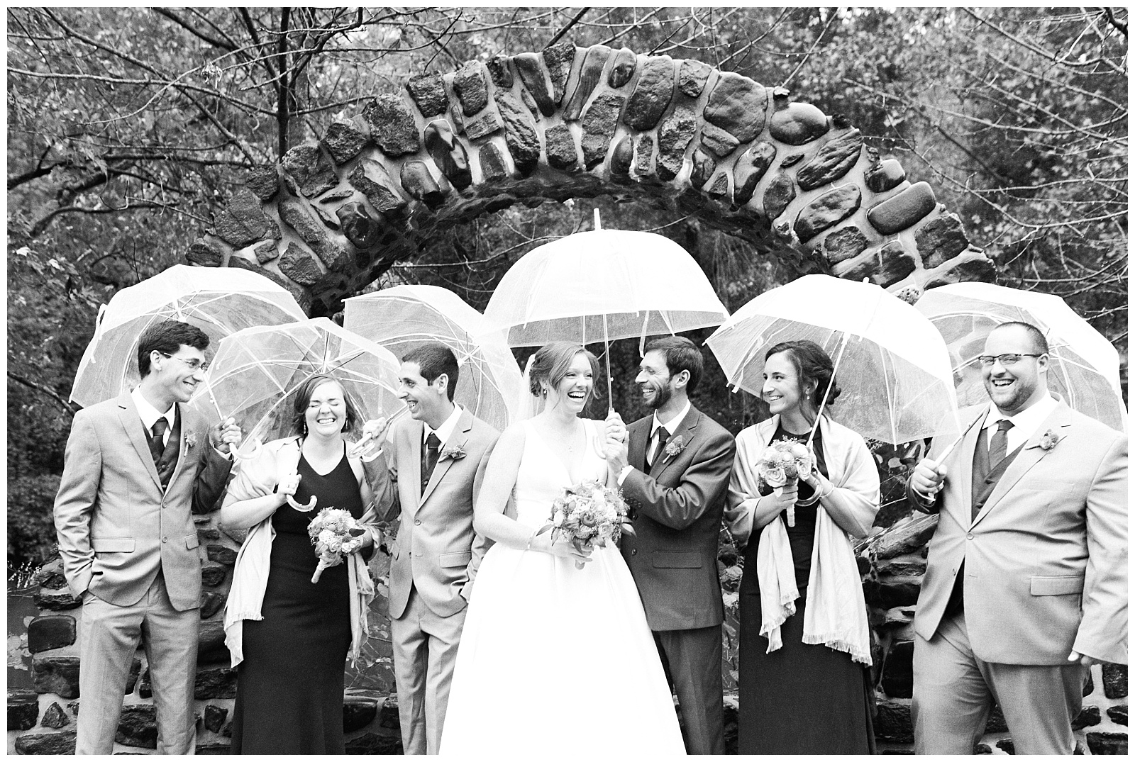 Bridal Party,Bridesmaids,Disney Wedding,Fall,Groomsmen,Kings Mills,Light and Airy,NJ wedding photographer,PA,Pennsylvania,Rainy Day,Rainy Wedding,Umbrellas,Wedding Party,Wedding Photographer,