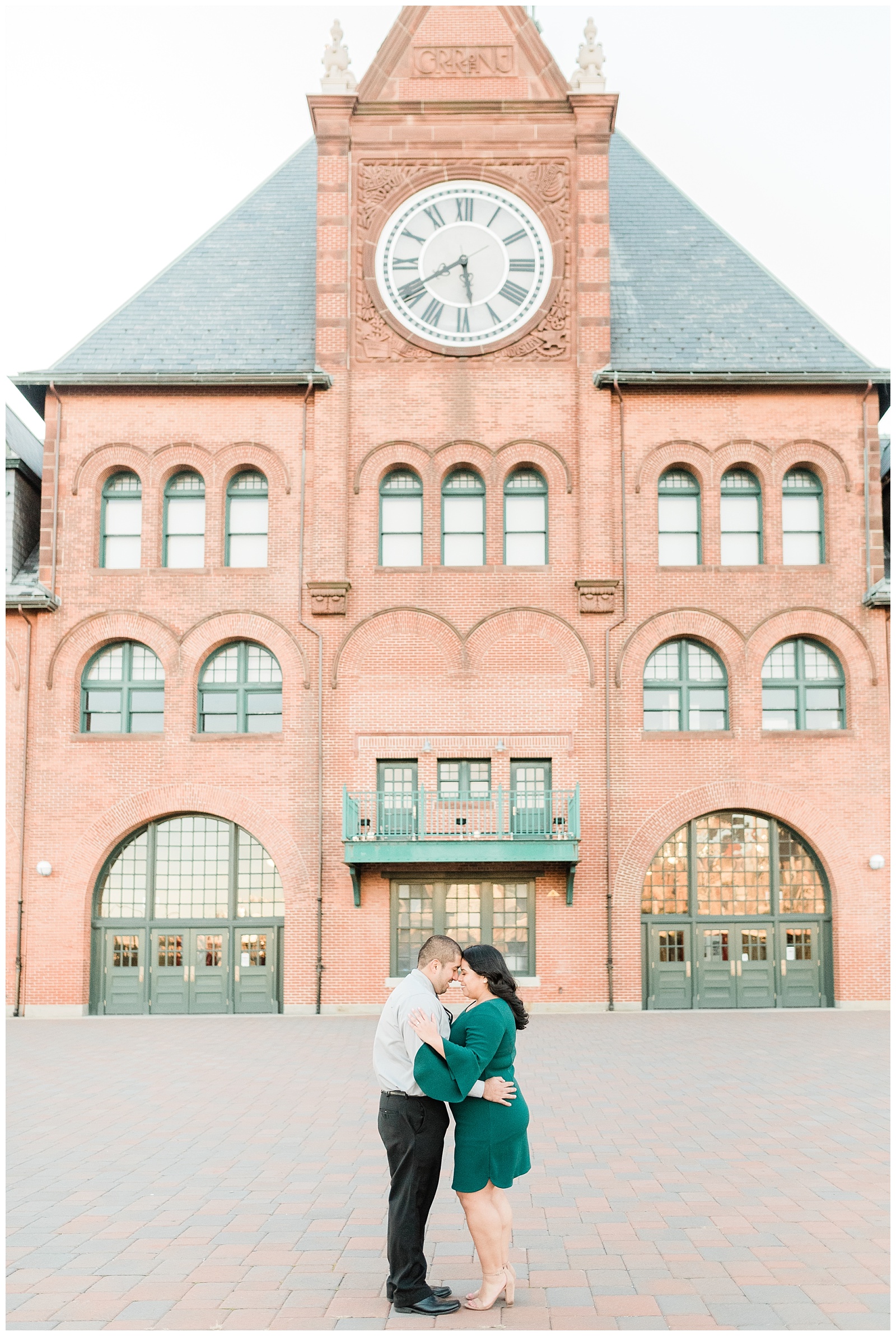 Clock,Engaged,Engagement Session,Jersey City,Liberty State Park,NJ,Train Station,Wedding Photographer,