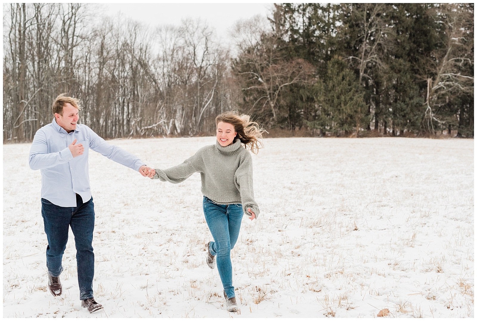 New Jersey Engagement Session, Snowy, Winter, Cozy, Session, Wedding Photographer, Cross Estate Gardens, Snow, Wintry, Light and Airy, Wild, Free, Run