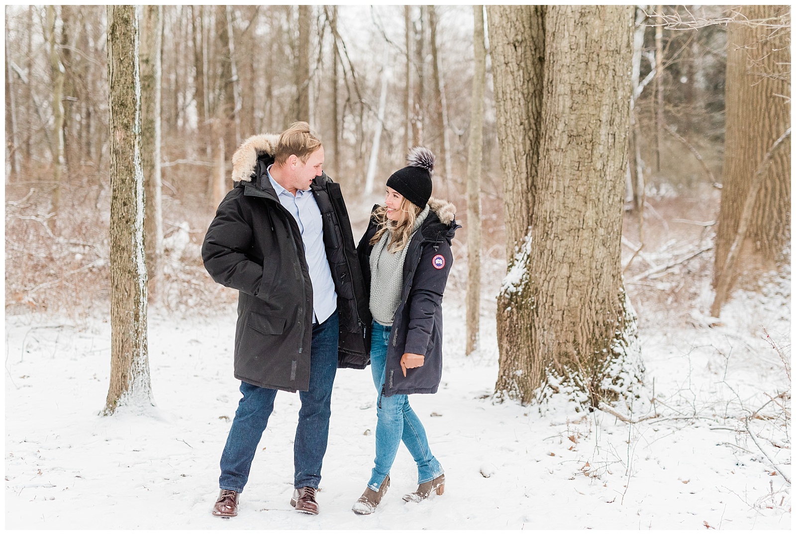 New Jersey Engagement Session, Snowy, Winter, Cozy, Session, Wedding Photographer, Cross Estate Gardens, Snow, Wintry, Light and Airy, Woods, Forest