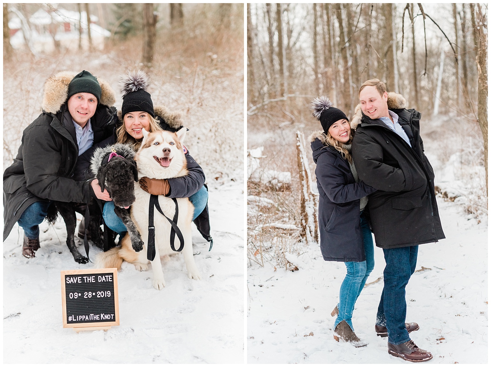 New Jersey Engagement Session, Snowy, Winter, Cozy, Session, Wedding Photographer, dogs, furbabies, husky, LETTERBOARD