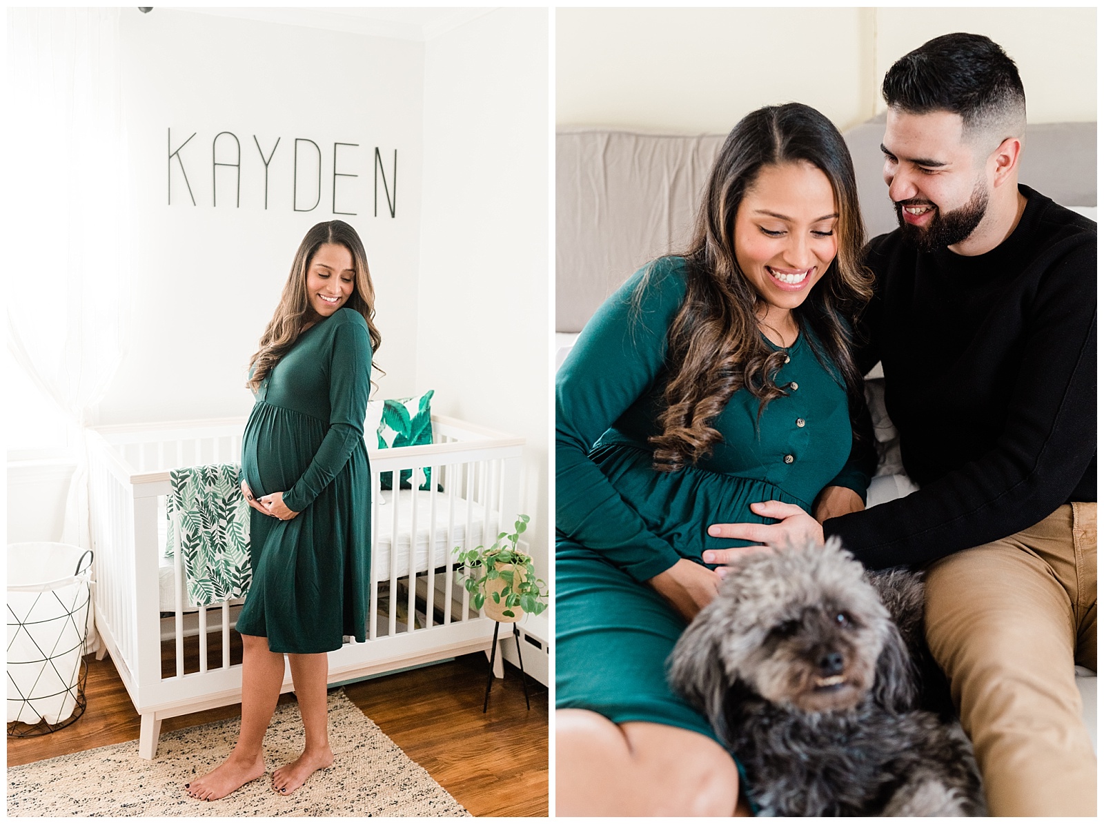 In Home Maternity Session, Nursery, Baby, New Parents, Maternity Shoot, Pregnant, Pregnancy Photos, New Jersey, Photographer, Baby Boy, Jungle Nursery, Photo, Dog, Pet, Furbaby