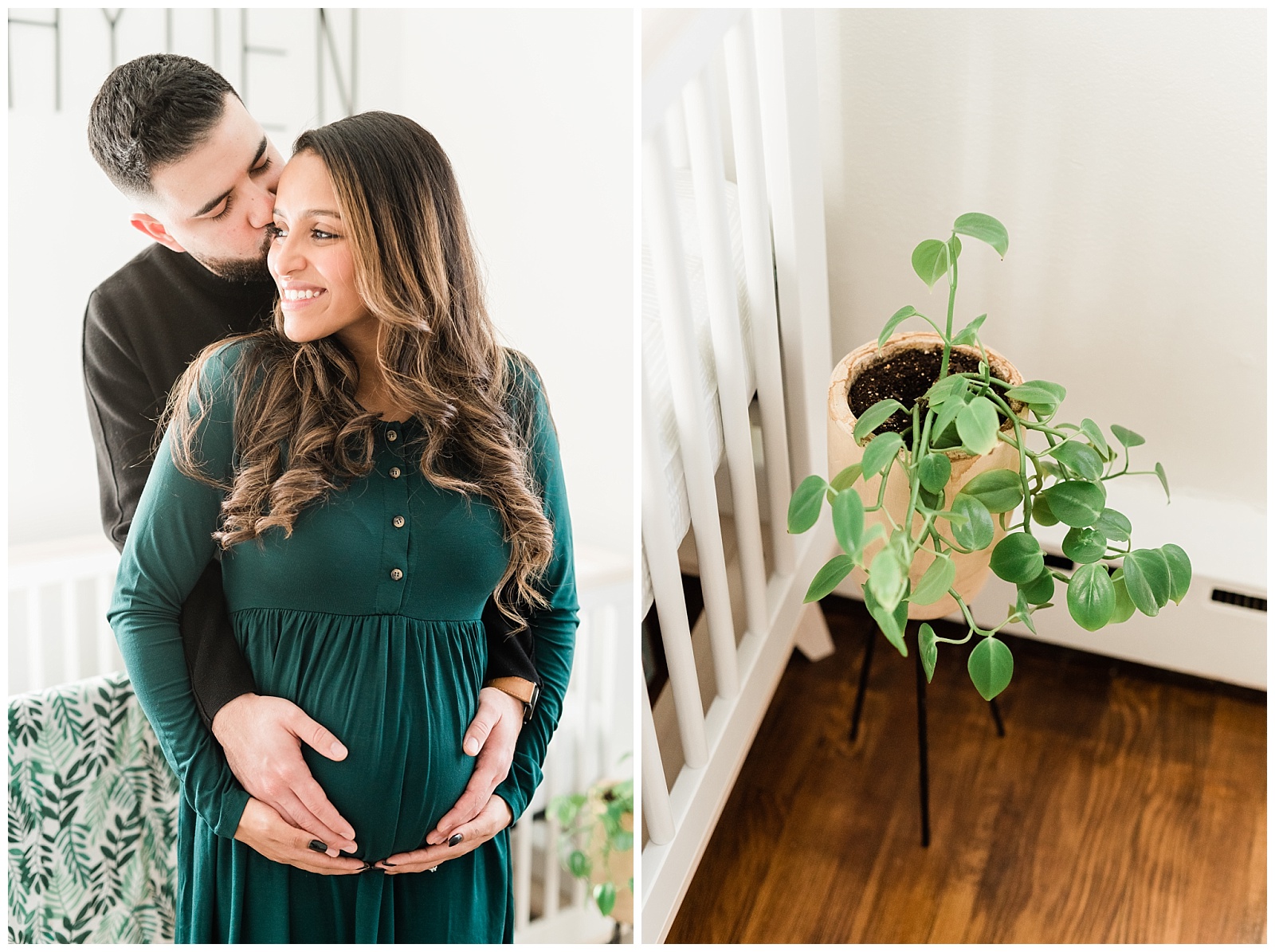 In Home Maternity Session, Nursery, Baby, New Parents, Maternity Shoot, Pregnant, Pregnancy Photos, New Jersey, Photographer, Baby Boy, Jungle Nursery, Plant, Photo