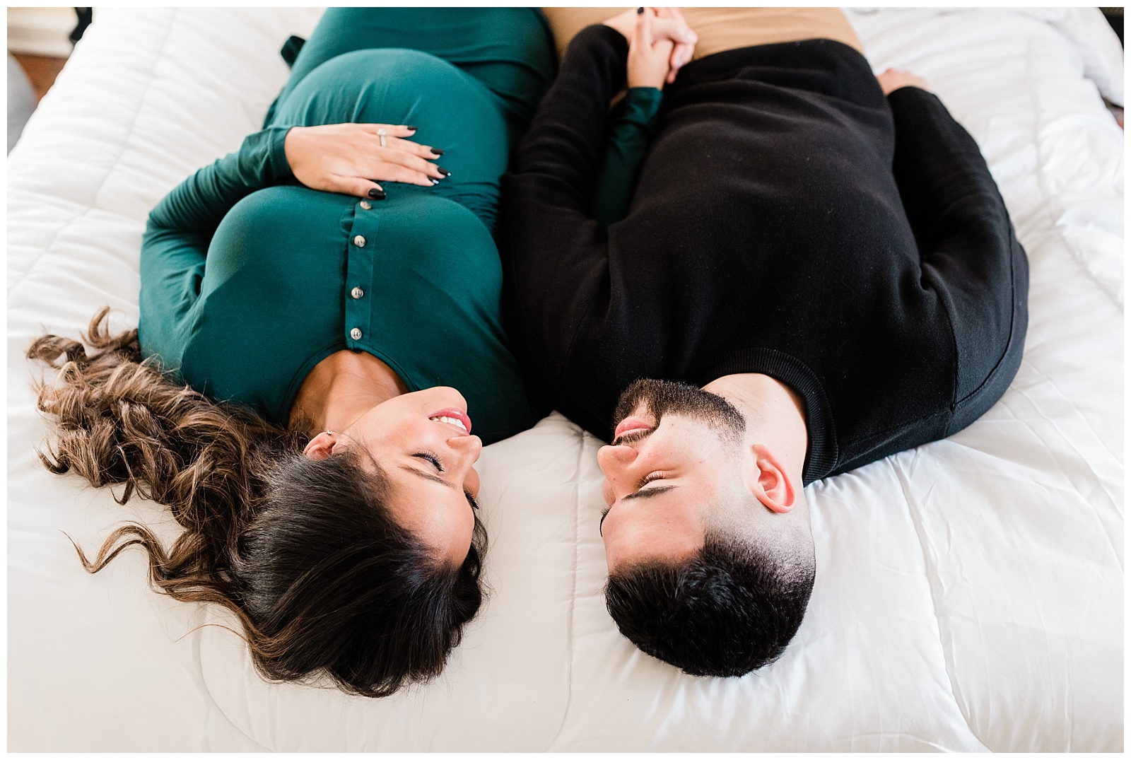 In Home Maternity Session, Nursery, Baby, New Parents, Maternity Shoot, Pregnant, Pregnancy Photos, New Jersey, Photographer, Baby Boy, Bed, Lay Down, Bedroom, Photo