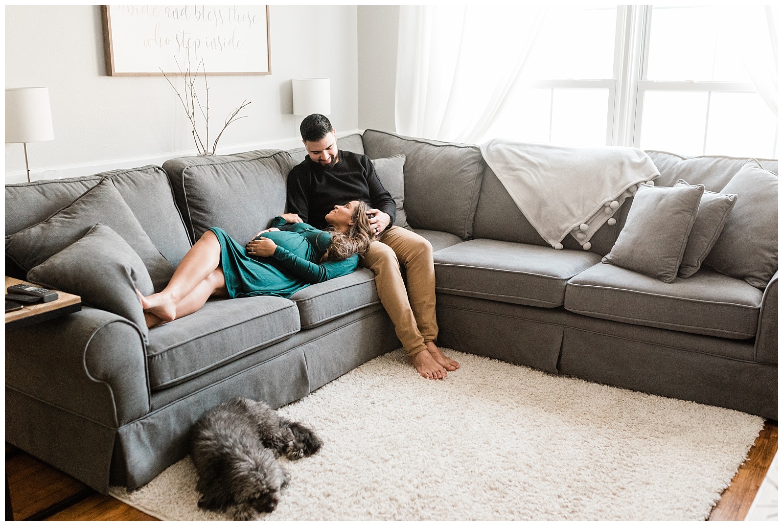 In Home Maternity Session, Family, Nursery, Baby, New Parents, Maternity Shoot, Pregnant, Pregnancy Photos, New Jersey, Photographer, Baby Boy, Couch, Living Room, Home, Cozy, Snuggle, Photo