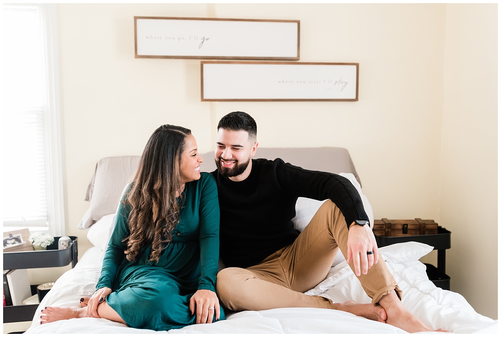 In Home Maternity Session, Nursery, Baby, New Parents, Maternity Shoot, Pregnant, Pregnancy Photos, New Jersey, Photographer, Baby Boy, Bed, Bedroom, Cozy,, Photo