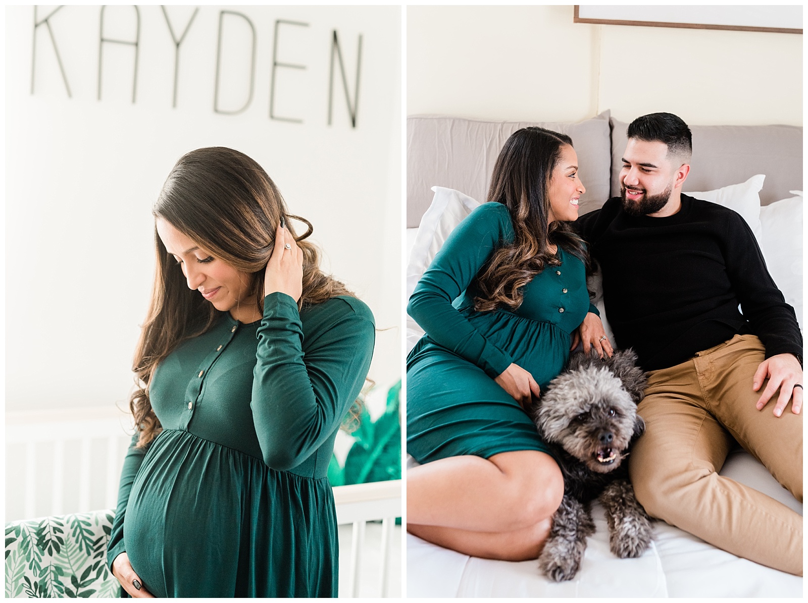 In Home Maternity Session, Nursery, Baby, New Parents, Maternity Shoot, Pregnant, Pregnancy Photos, New Jersey, Photographer, Baby Boy, Jungle Nursery, Photo, Dog, Bedroom