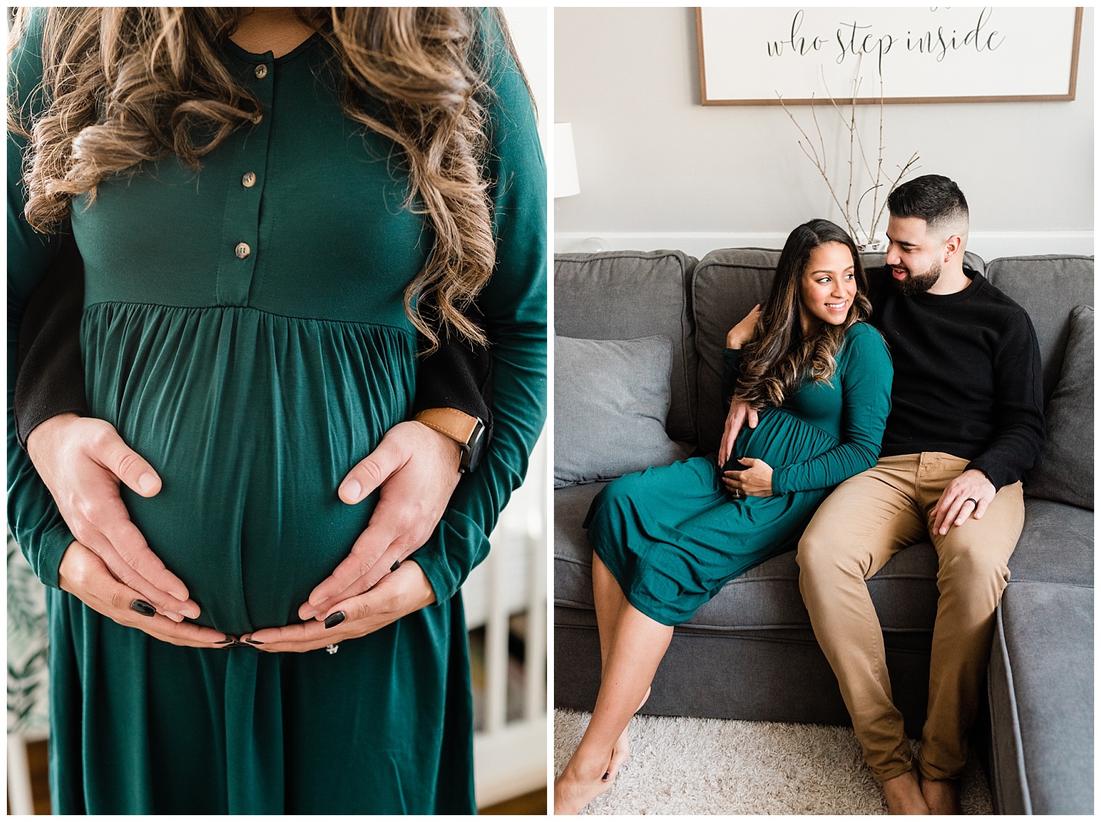 In Home Maternity Session, Nursery, Baby, New Parents, Maternity Shoot, Pregnant, Pregnancy Photos, New Jersey, Photographer, Baby Boy, Couch, Living Room, Home, Family Time,, Photo