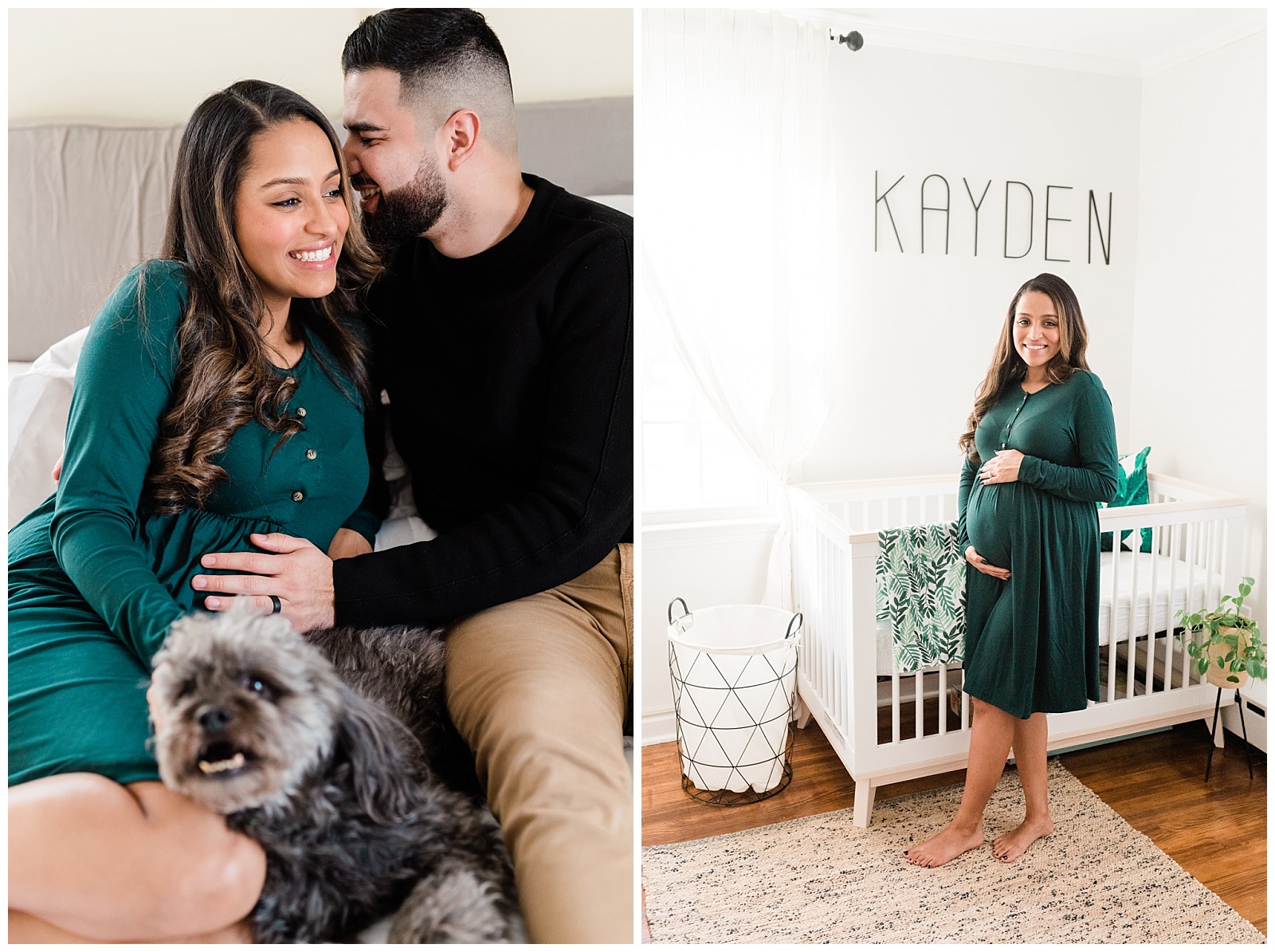 In Home Maternity Session, Nursery, Baby, New Parents, Maternity Shoot, Pregnant, Pregnancy Photos, New Jersey, Photographer, Baby Boy, Jungle Nursery, Photo, baby names, Kayden, Dog,