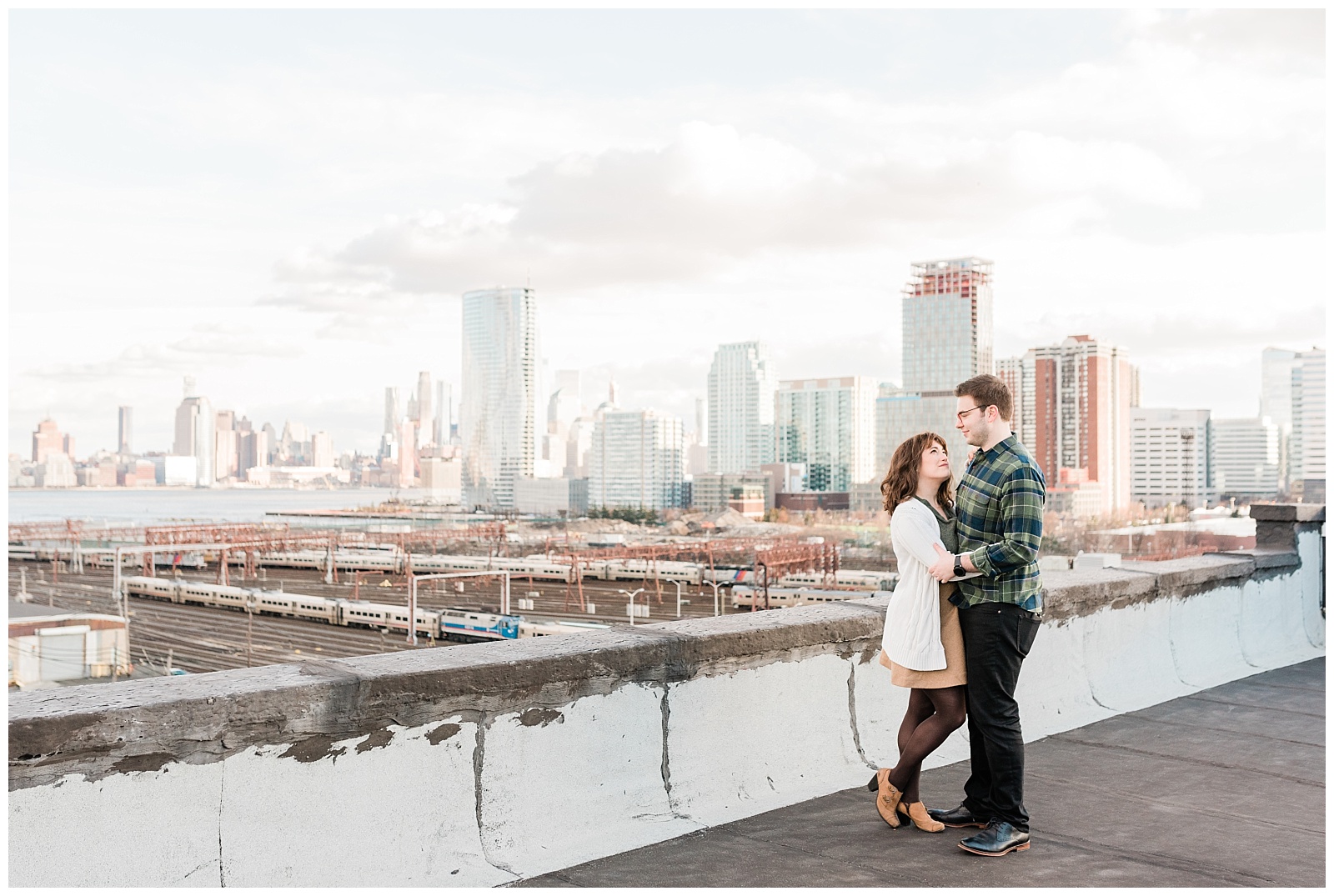 Hoboken, NJ, New Jersey, Rooftop, Engagement Session, Urban, City, Golden Hour, Skyline, Cityscape, NYC