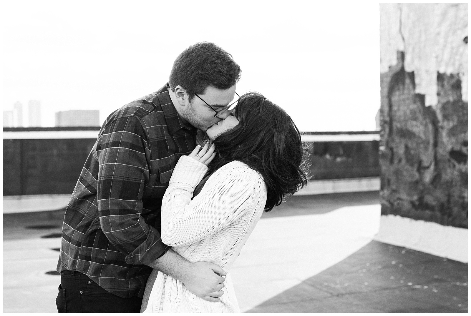 Hoboken, NJ, New Jersey, Rooftop, Engagement Session, Urban, City, Golden Hour, City, Black and White