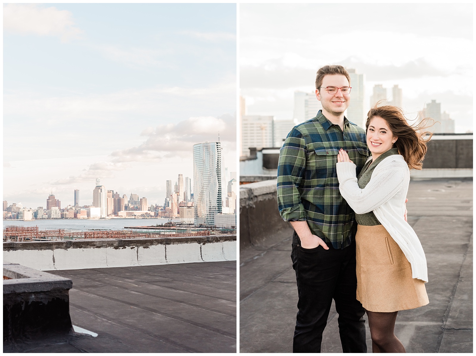 Hoboken, NJ, New Jersey, Rooftop, Engagement Session, Urban, City, Golden Hour, City, Skyline