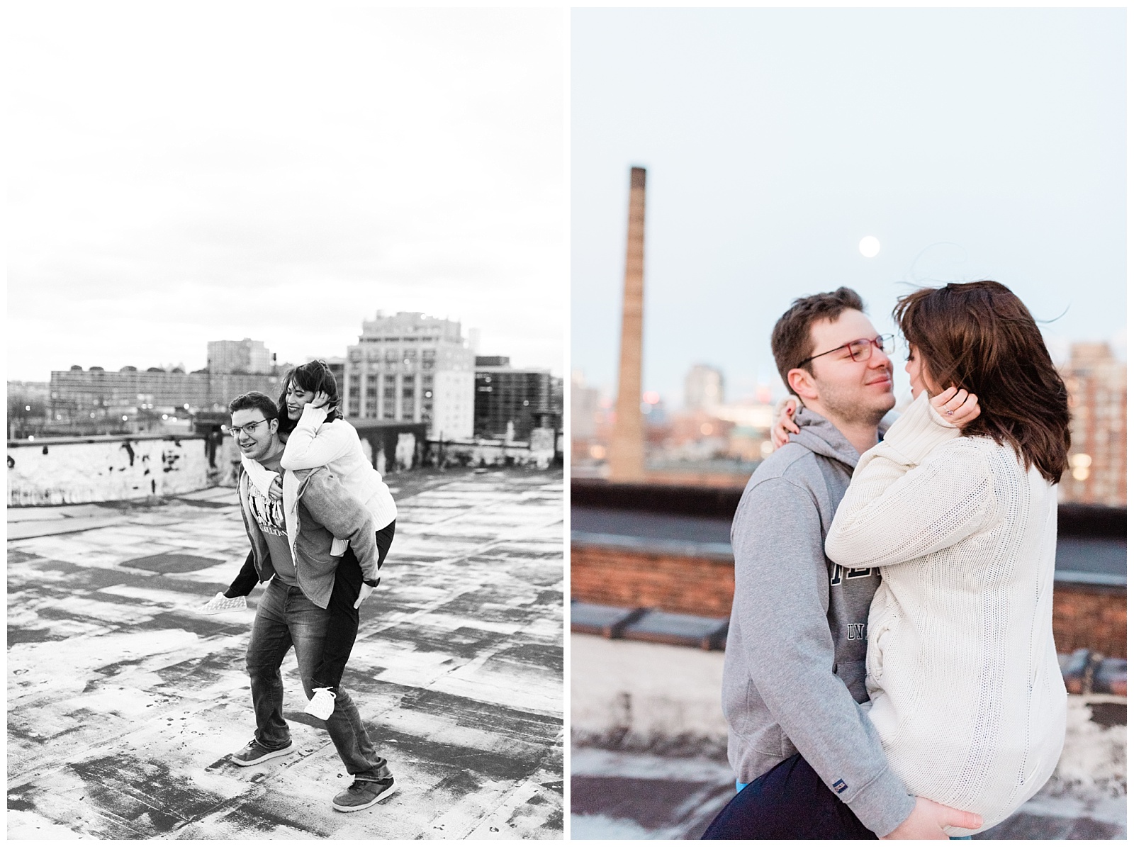 Hoboken, NJ, New Jersey, Rooftop, Engagement Session, Urban, City, Golden Hour, City, Skyline, Sunset, In Love, Romantic