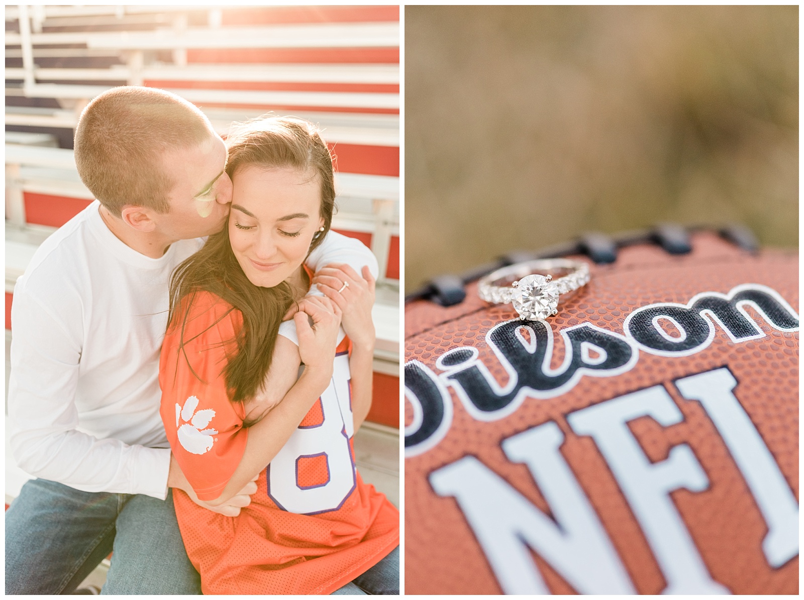 New Jersey, Engagement Session, Wedding Photographer, NFL, Coach, LA Chargers, Football, Athletic, Sporty, Jersey, Ring Shot, Engagement Ring,