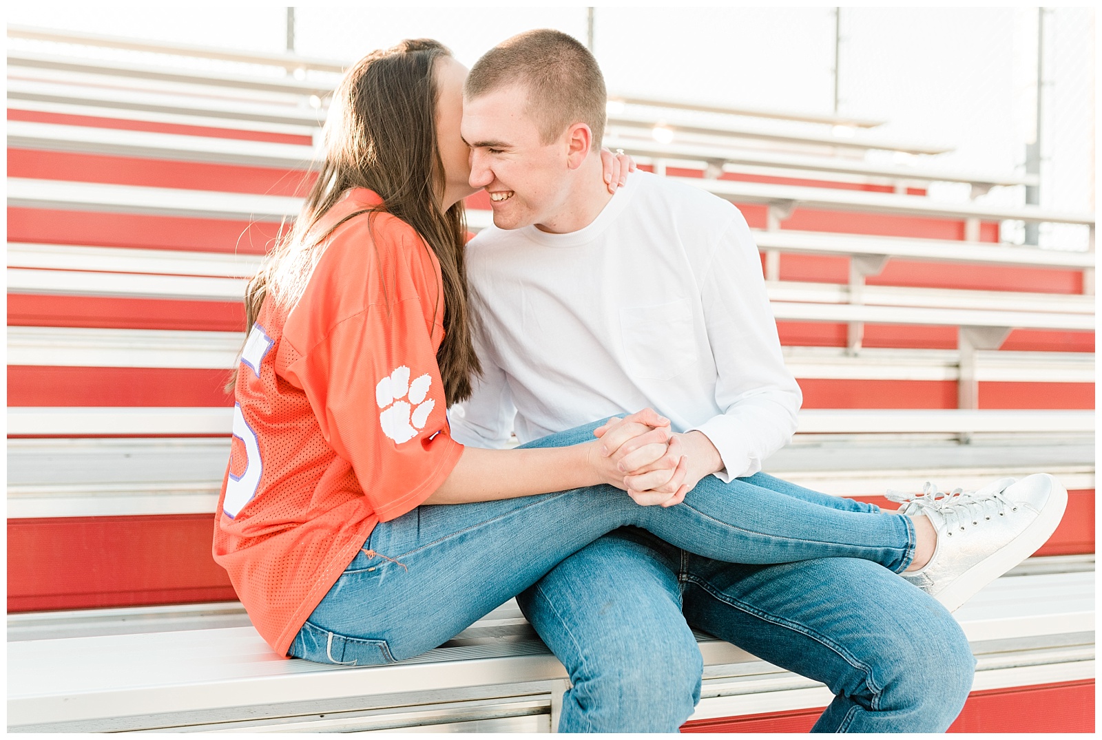 New Jersey, Engagement Session, Wedding Photographer, NFL, Coach, LA Chargers, Football, Athletic, Sporty, Jersey, Bleachers,