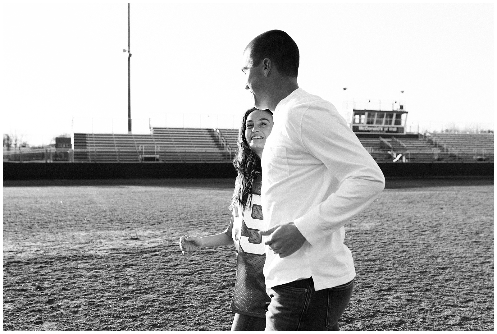 New Jersey, Engagement Session, Wedding Photographer, NFL, Coach, LA Chargers, Football, Athletic, Sporty, Jersey, Black and White