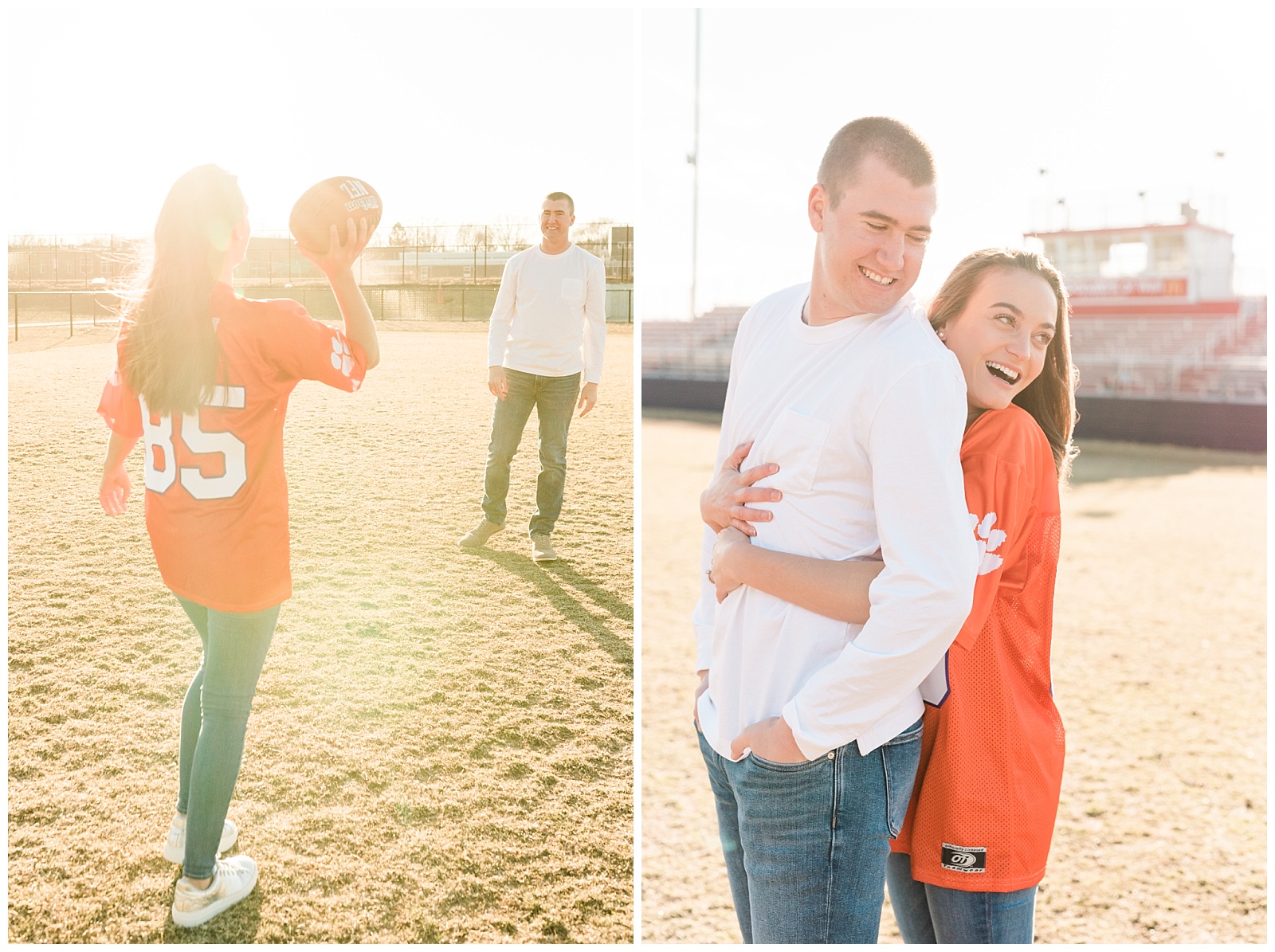 New Jersey, Engagement Session, Wedding Photographer, NFL, Coach, LA Chargers, Football, Athletic, Sporty, Jersey, Play, Golden Hour
