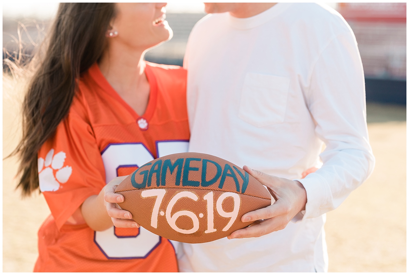 New Jersey, Engagement Session, Wedding Photographer, NFL, Coach, LA Chargers, Football, Athletic, Sporty, Jersey, Game Day, Save the Date
