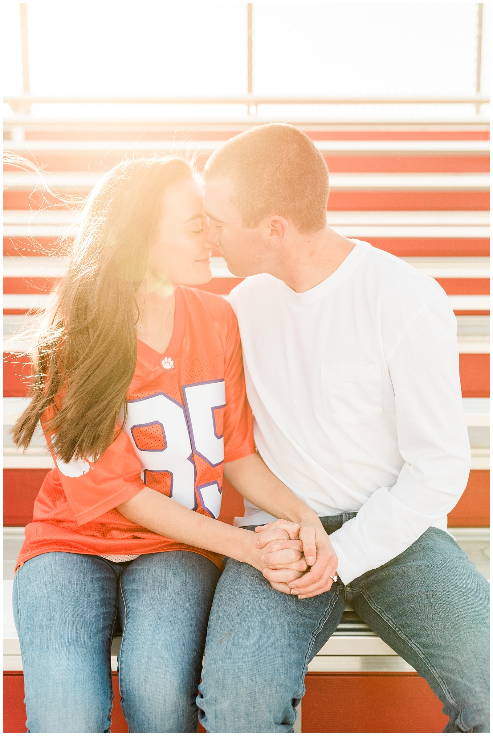 New Jersey, Engagement Session, Wedding Photographer, NFL, Coach, LA Chargers, Football, Athletic, Sporty, Jersey, Golden Hour, Bleachers