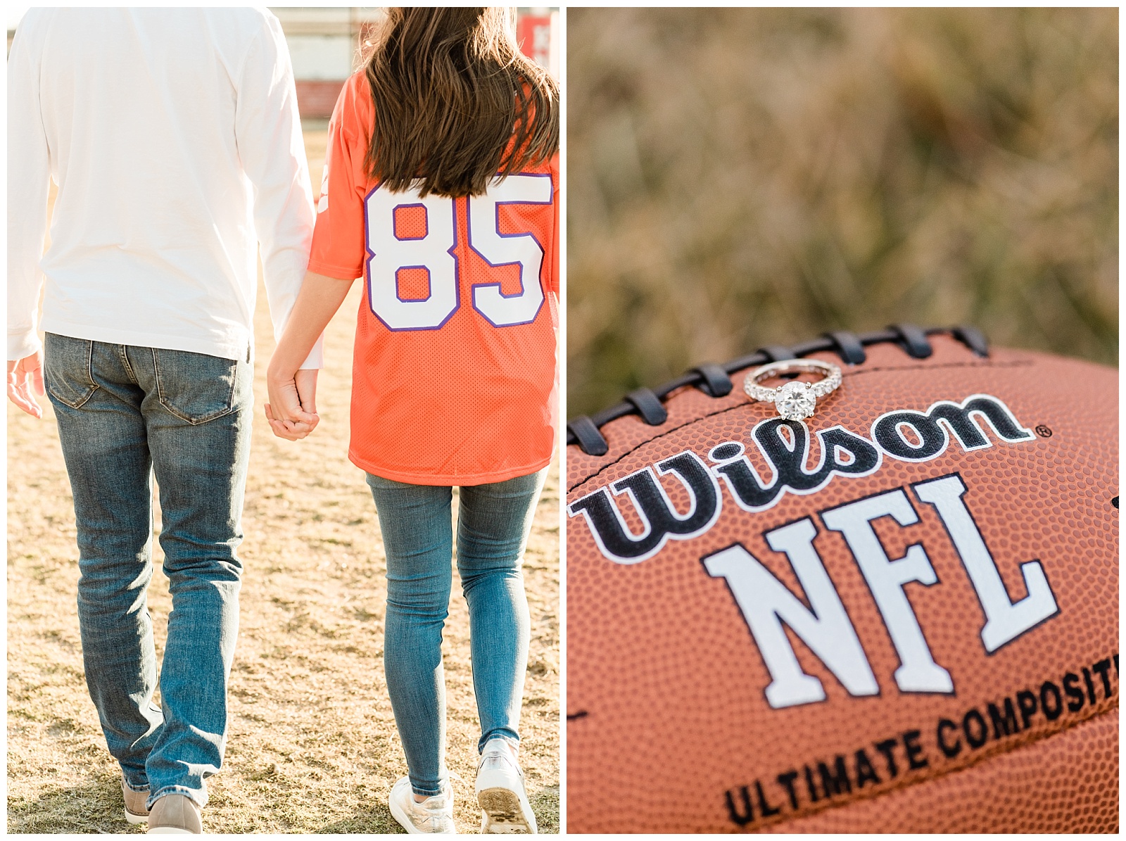 New Jersey, Engagement Session, Wedding Photographer, NFL, Coach, LA Chargers, Football, Athletic, Sporty, Jersey, Engagement Ring