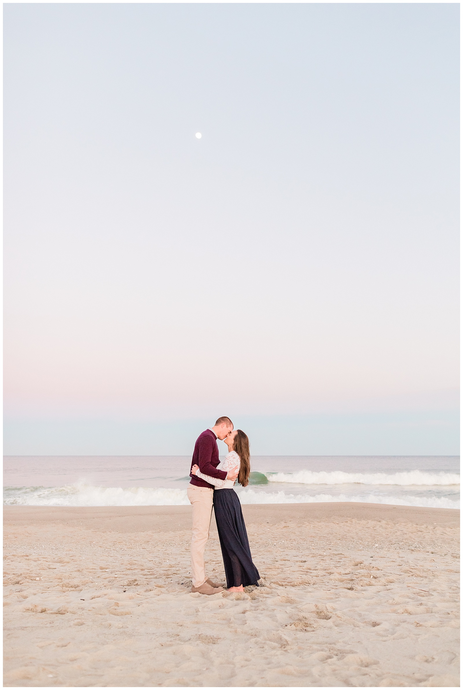 New Jersey, Engagement Session, Wedding Photographer, Beach, Sunset, Shore, Moon, Romantic, Dusk, Engaged