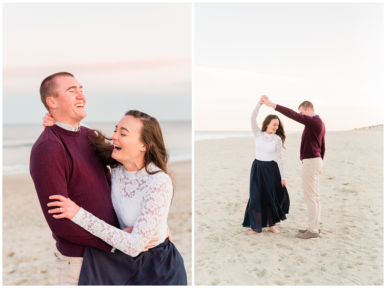 New Jersey, Engagement Session, Wedding Photographer, Beach, Sunset, Shore, Dancing, Laughter