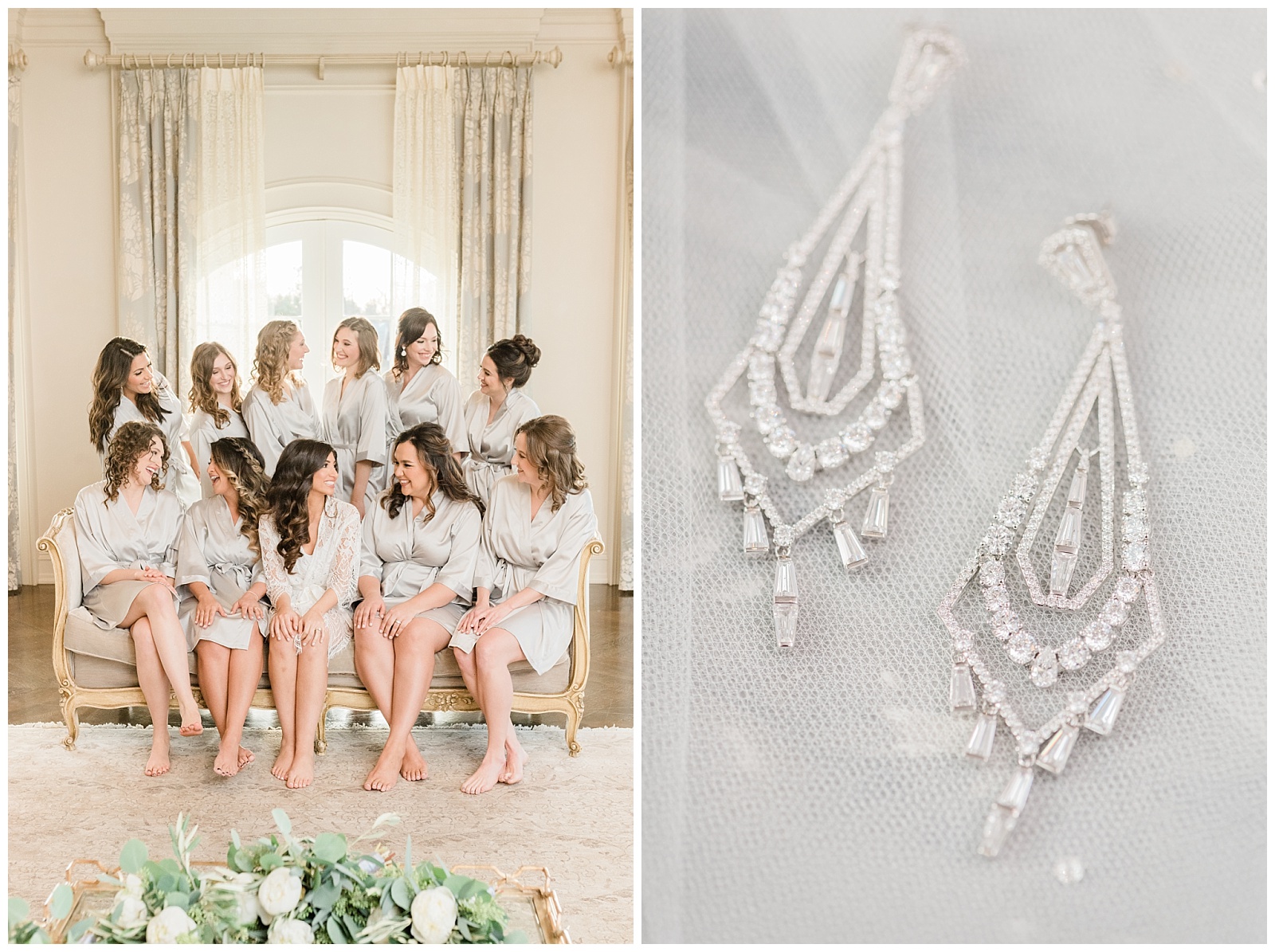 Park Chateau Wedding, Photographer, New Jersey, NJ, Winter, Bridesmaids, Robes, Earrings, Details