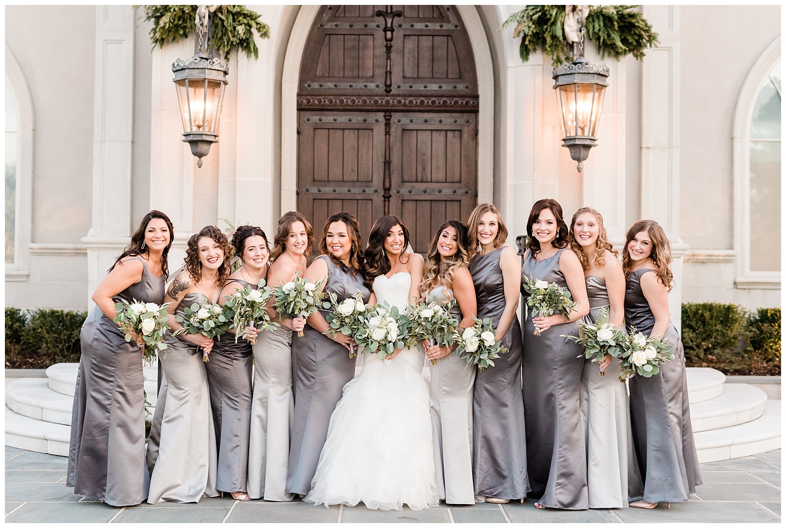 Park Chateau Wedding, Photographer, New Jersey, NJ, Winter, Bridal Party, Bridesmaids, Grey Dresses