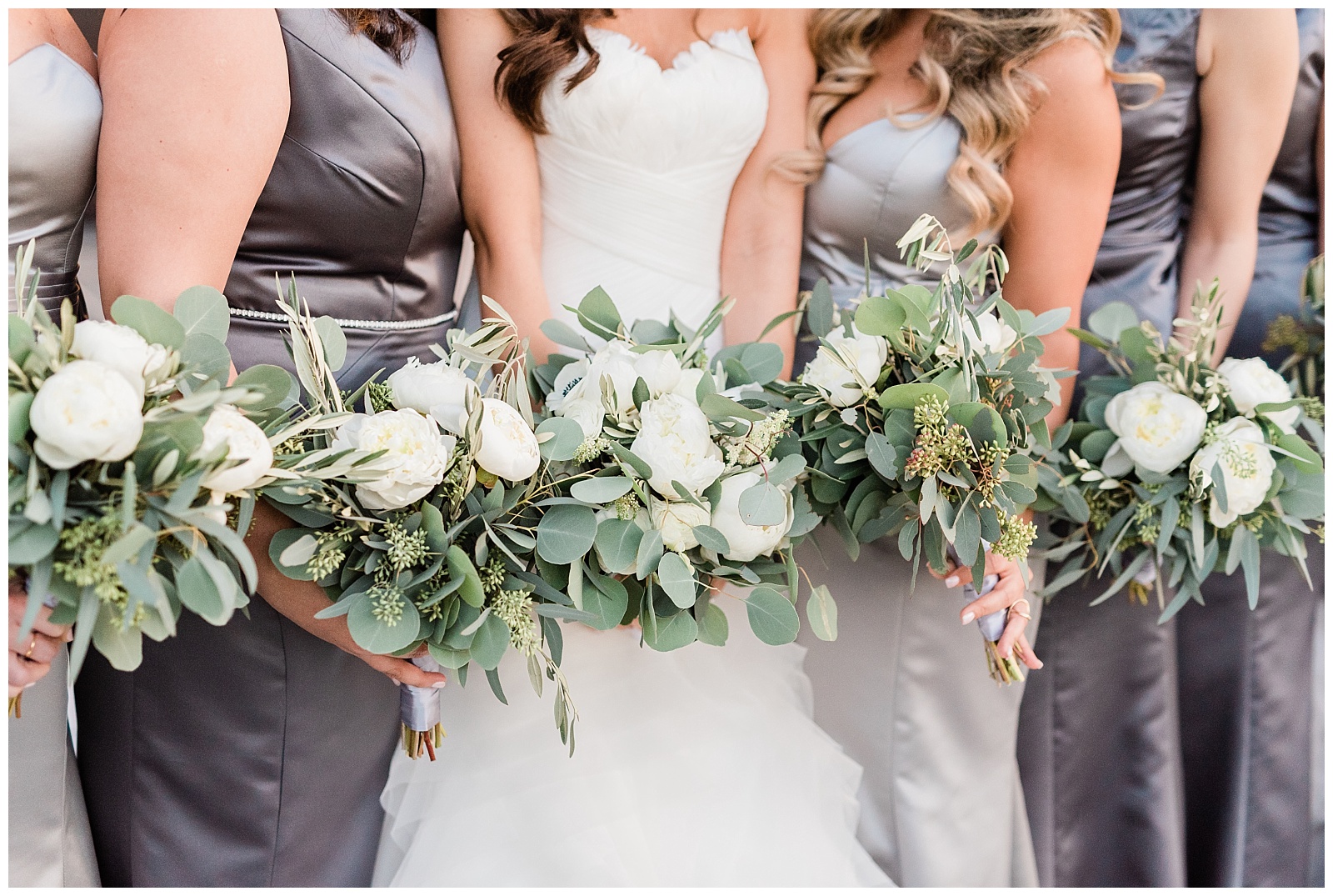 Park Chateau Wedding, Photographer, New Jersey, NJ, Winter, Bridal Party, Bouquets, Bridesmaids, Eucalyptus