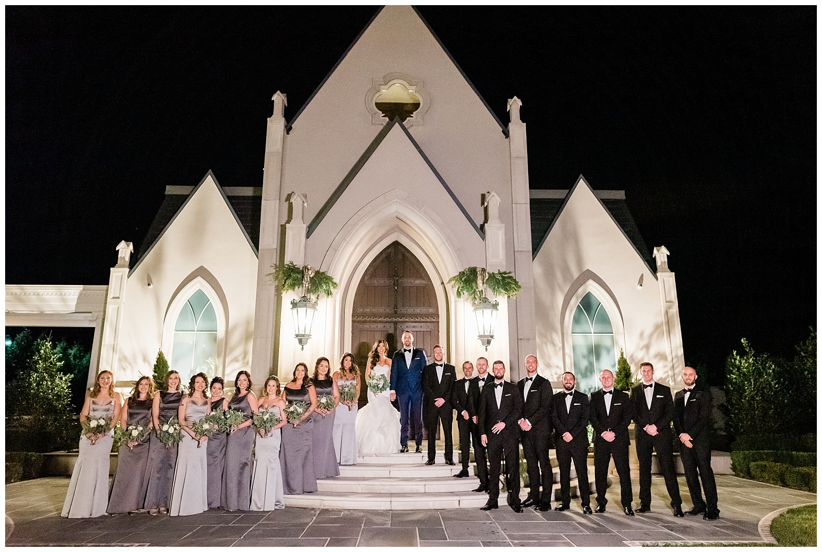 Park Chateau Wedding, Photographer, New Jersey, NJ, Winter, Chapel, Bridal Party, Nighttime