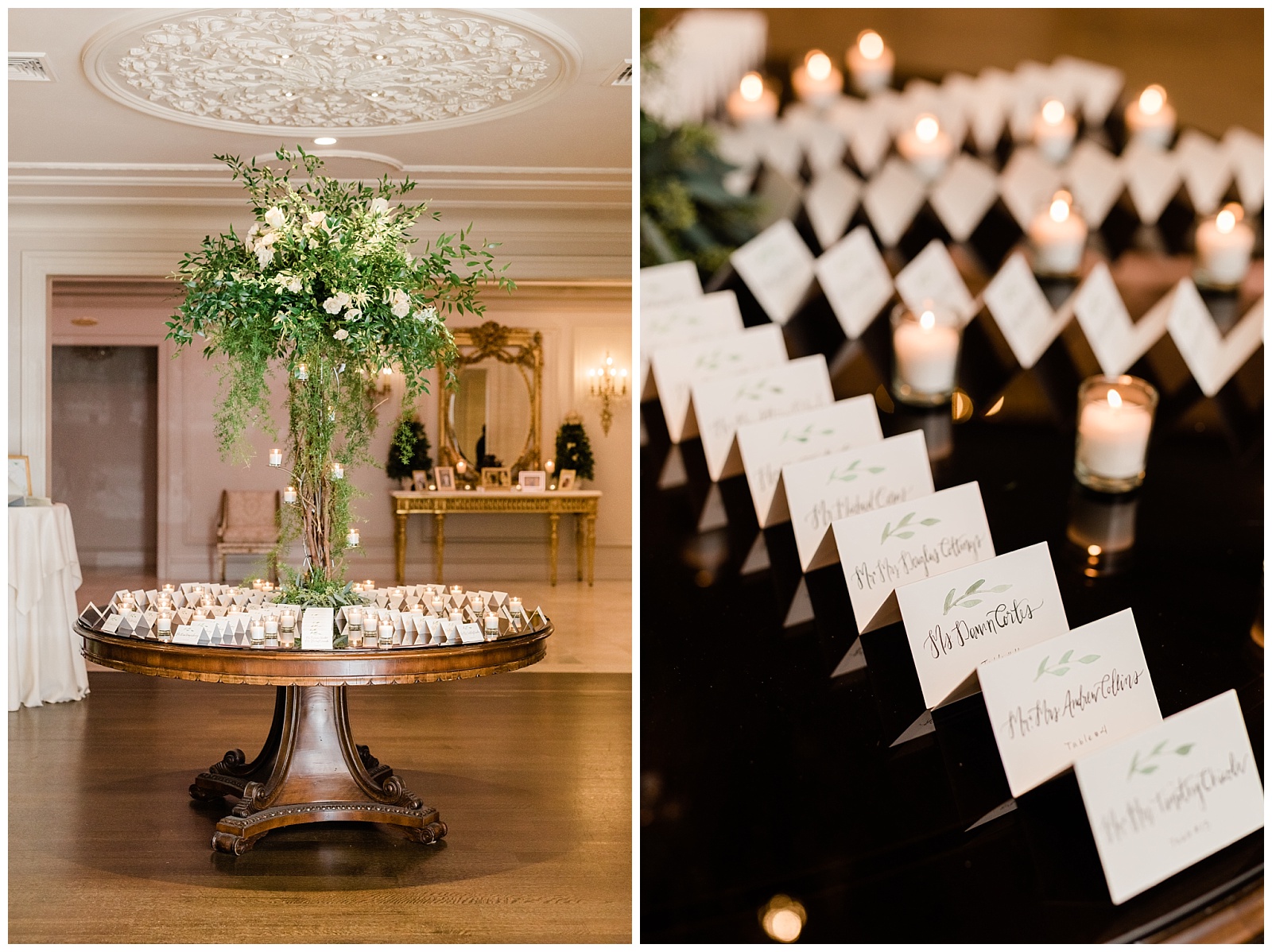Park Chateau Wedding, Photographer, New Jersey, NJ, Winter, Reception Details, Place Cards, Table Setting, Escort cards
