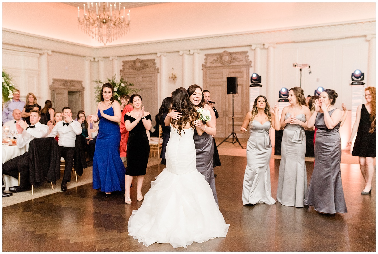 Park Chateau Wedding, Photographer, New Jersey, NJ, Winter, Reception, Ballroom, Bouquet Toss, Celebration,