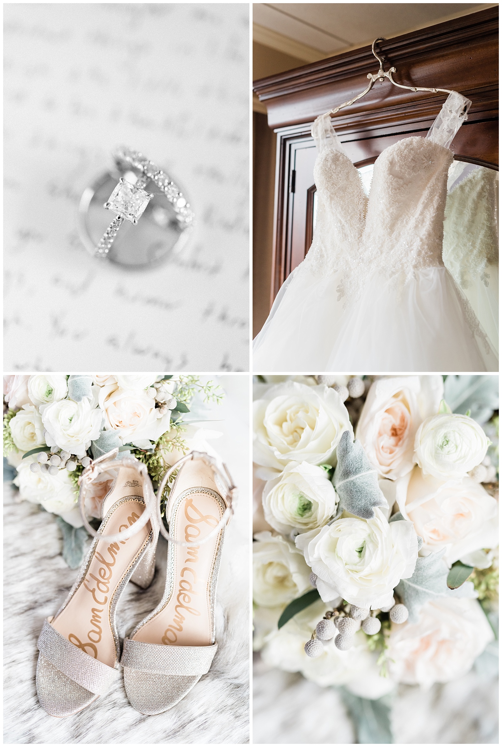 park chateau, nj wedding photographer, bride, photo, dress, details, shoes, rings, flowers