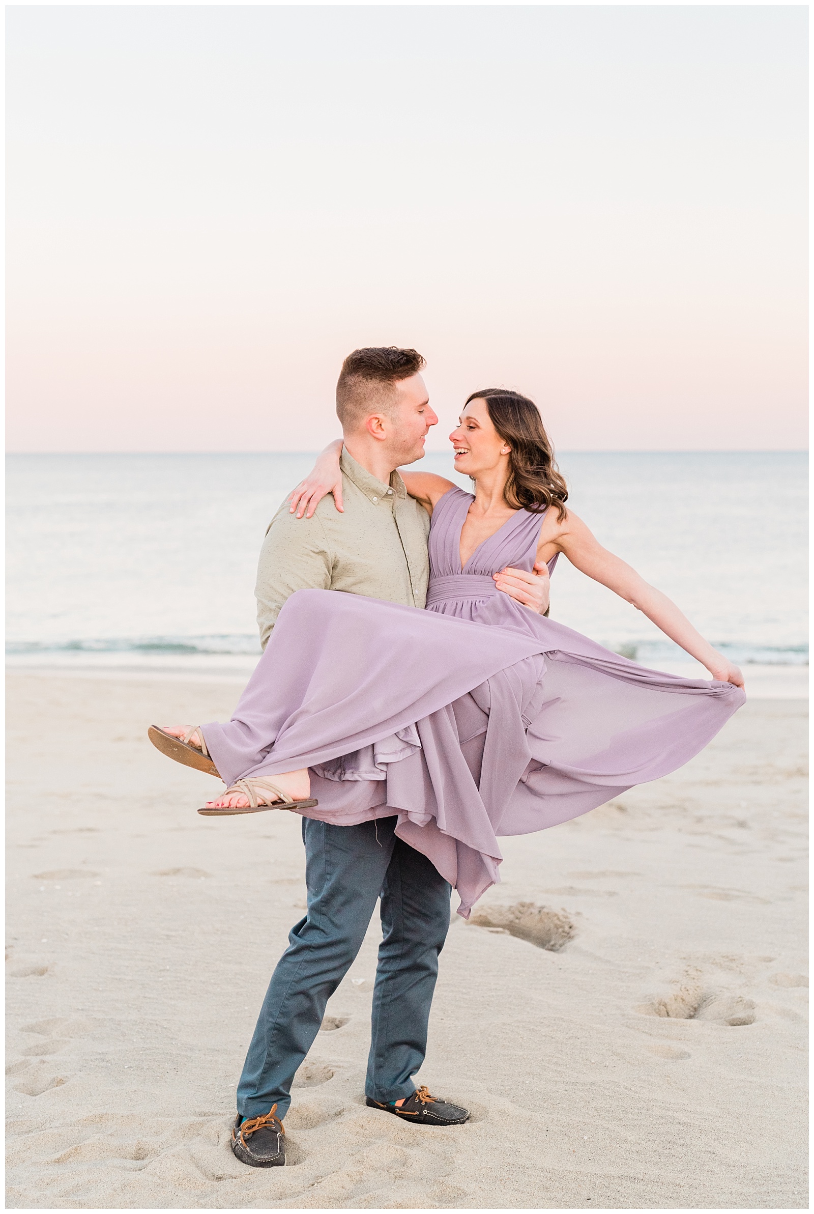 New Jersey, Engagement Session, Asbury Park, NJ, Wedding Photographer, Springtime, Light and Airy, Golden Hour, Beach, Spin