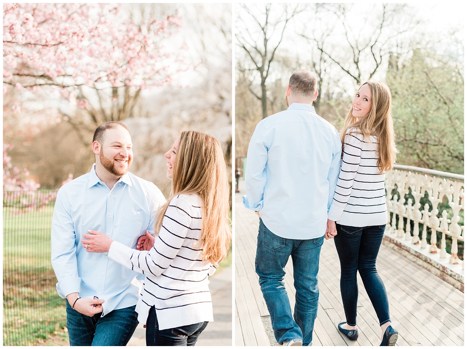 Central Park, NYC engagement session, springtime, wedding photographer, New York, cherry blossom