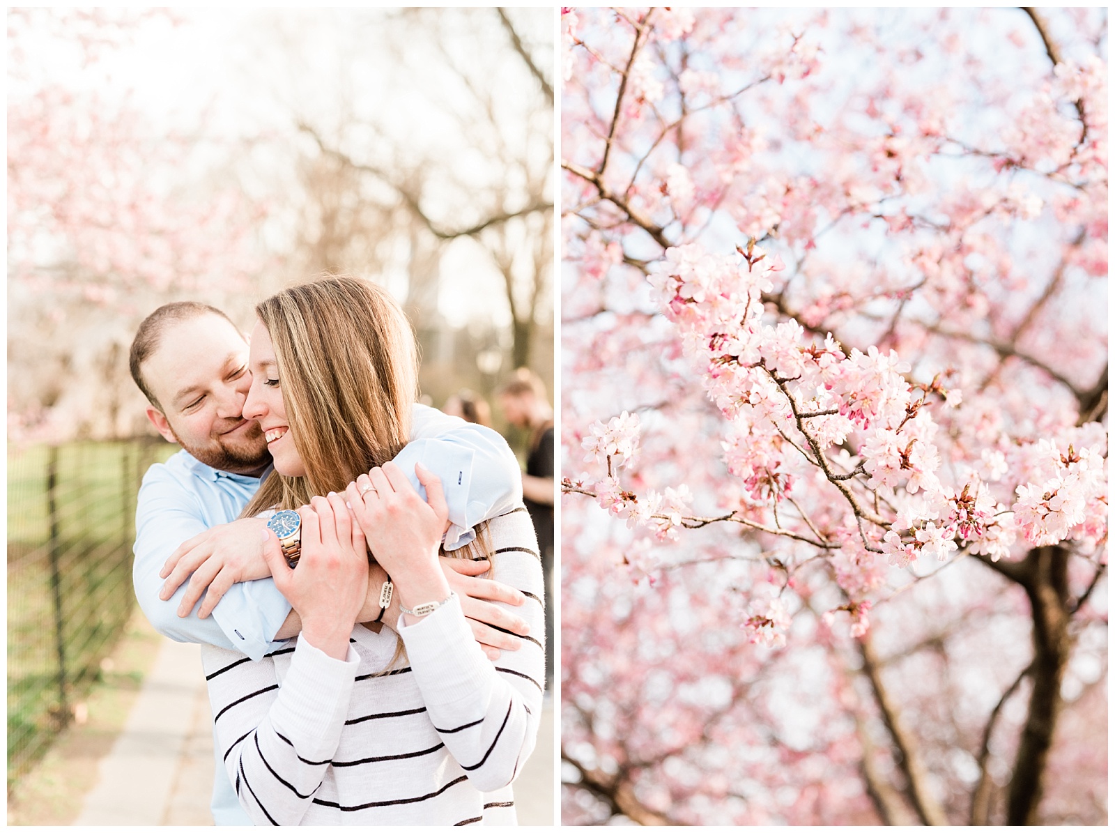 Central Park, NYC engagement session, springtime, wedding photographer, New York, cherry blossom, light and airy