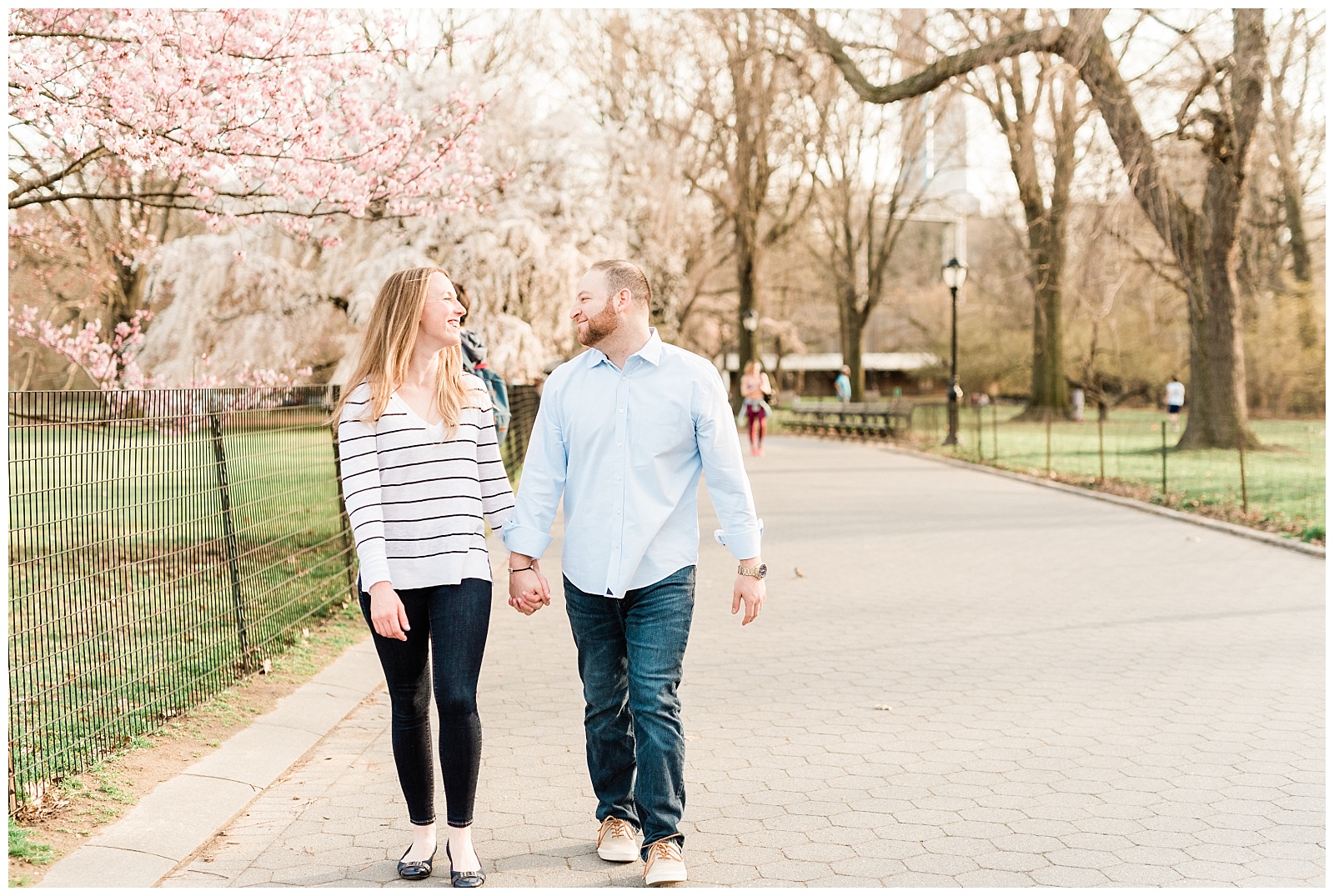Central Park, NYC engagement session, springtime, wedding photographer, New York, walk
