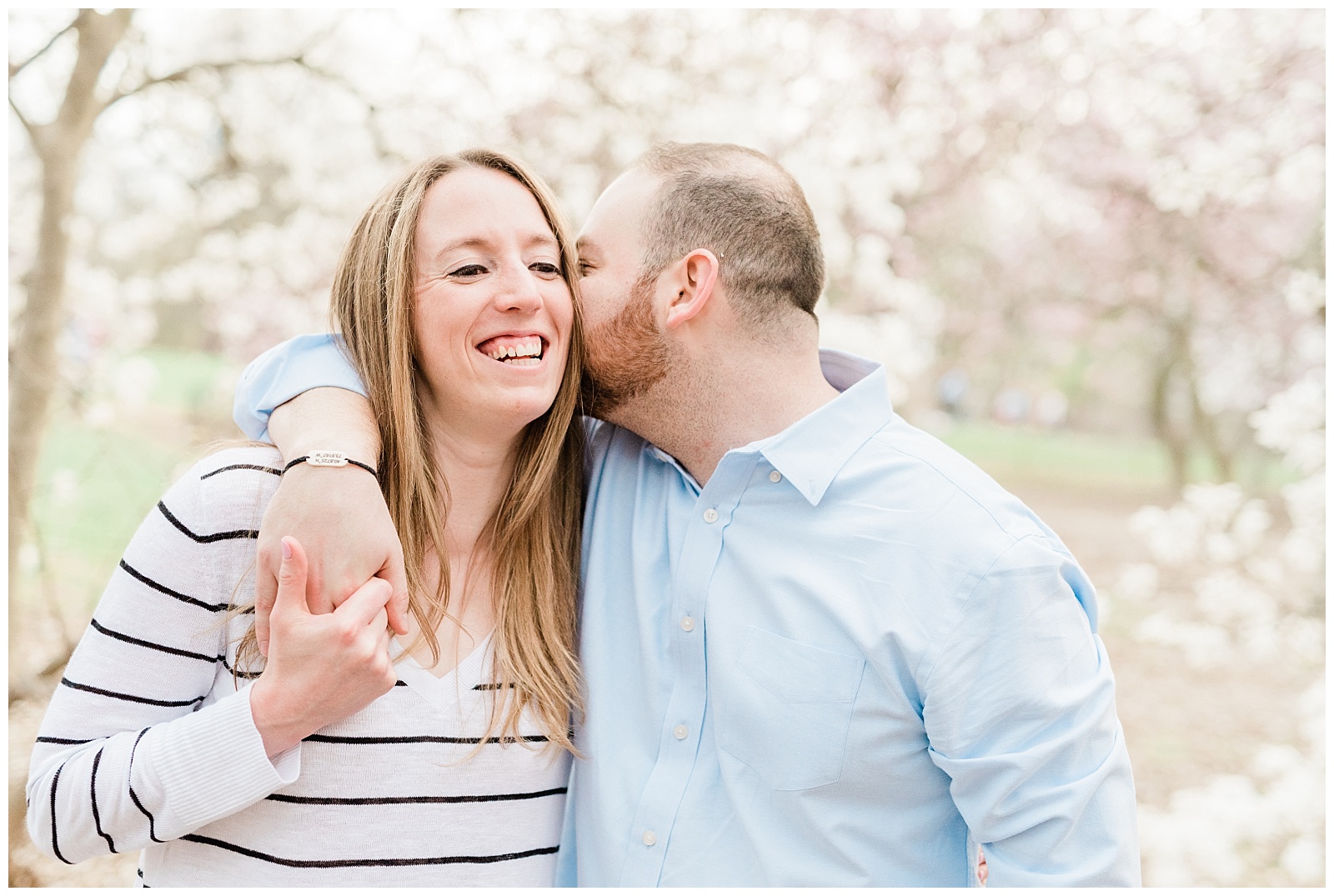 Central Park, NYC engagement session, springtime, wedding photographer, New York, light and airy, cherry blossoms