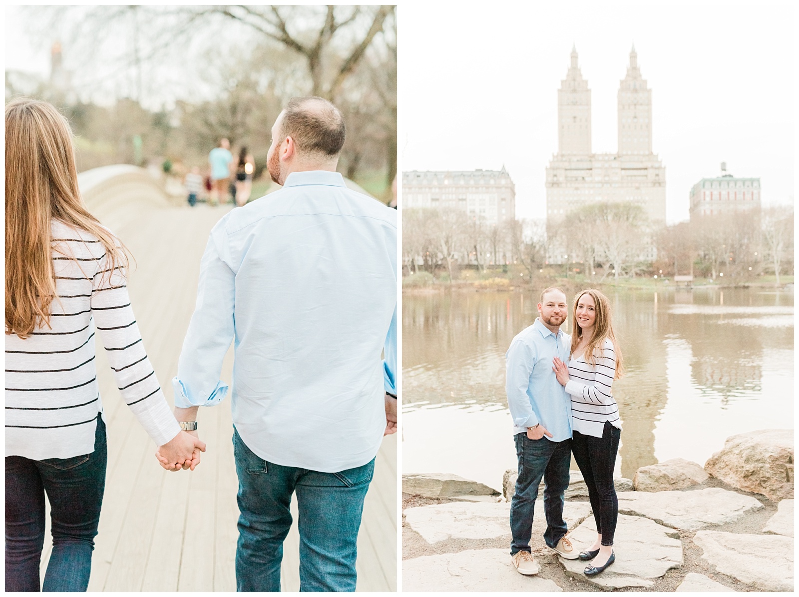 Central Park, NYC engagement session, springtime, wedding photographer, New York, bow bridge