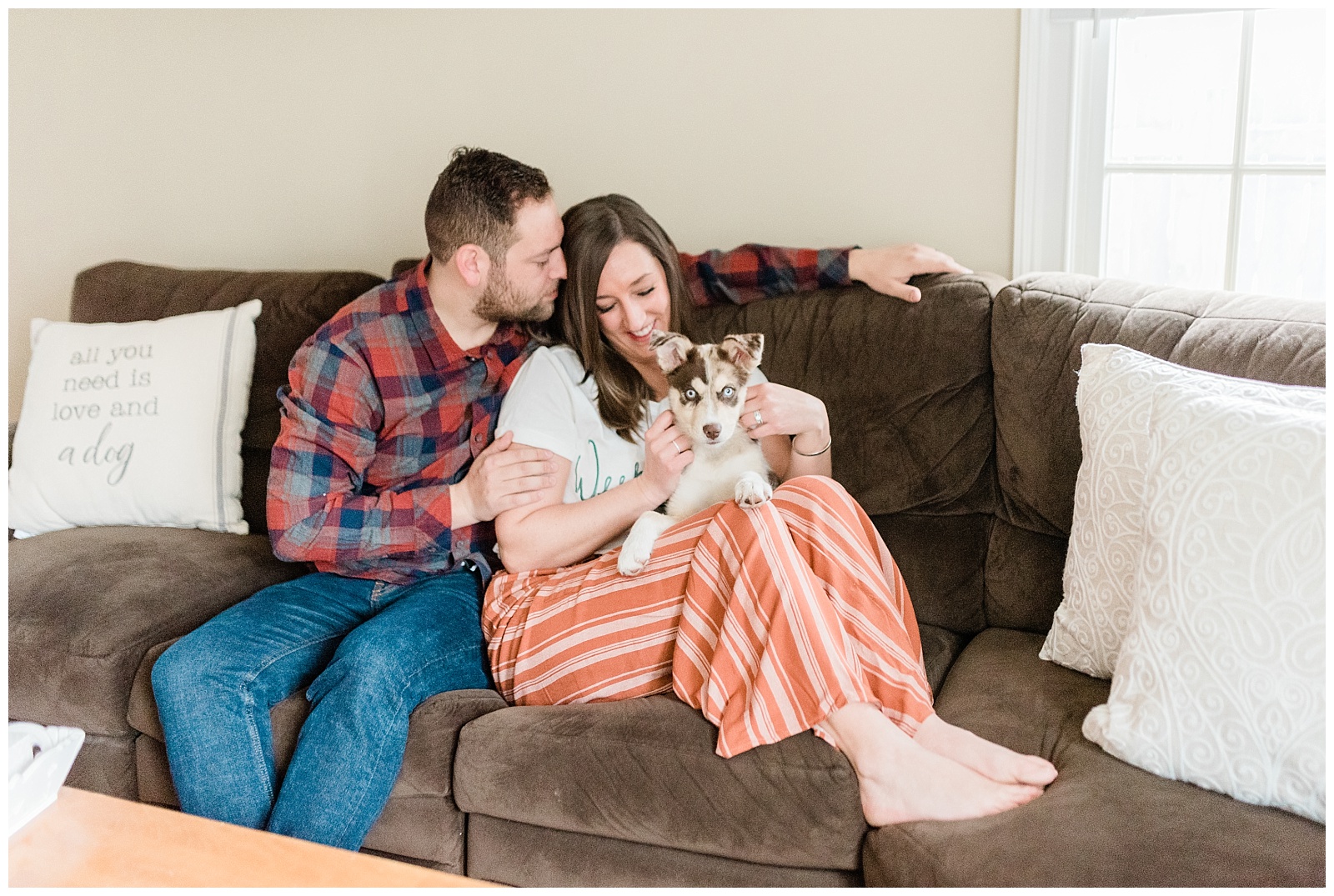 In home photo session, new puppy, casual, weekend, new jersey lifestyle, natural light photographer, anniversary